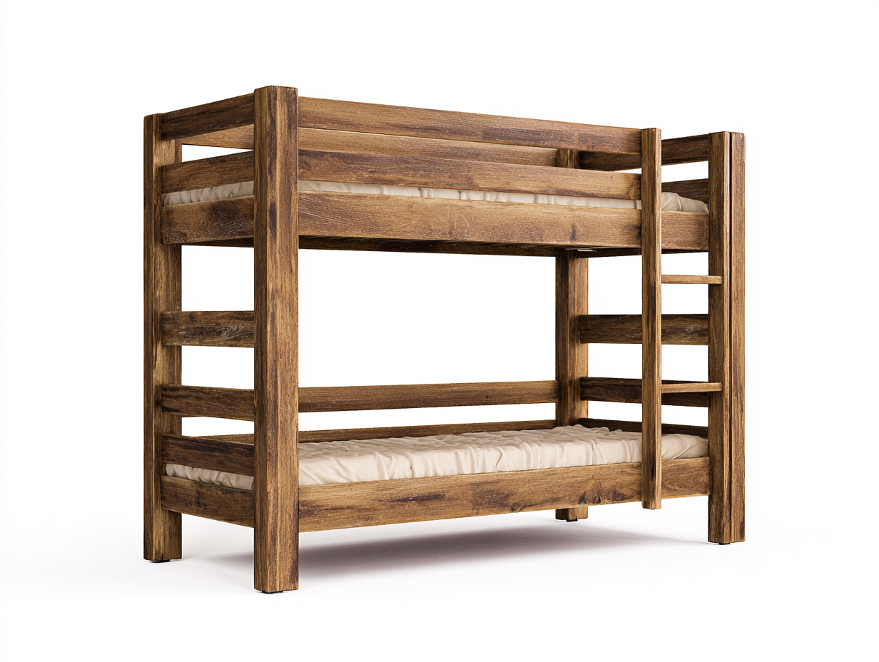 Etagenbetten aus Holz 208x100x160 cm - Dunkelbraun - rustikales Hochbett mit Leiter und Schutzrahmen-Rivaraabode