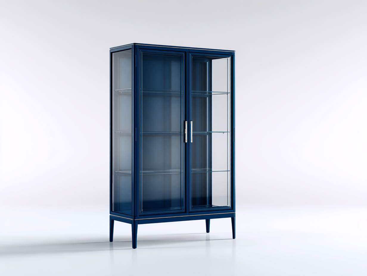Vitrinen Glas Metall 100x40x160 cm - Dunkelblau - moderne Standvitrine-Rivaraabode