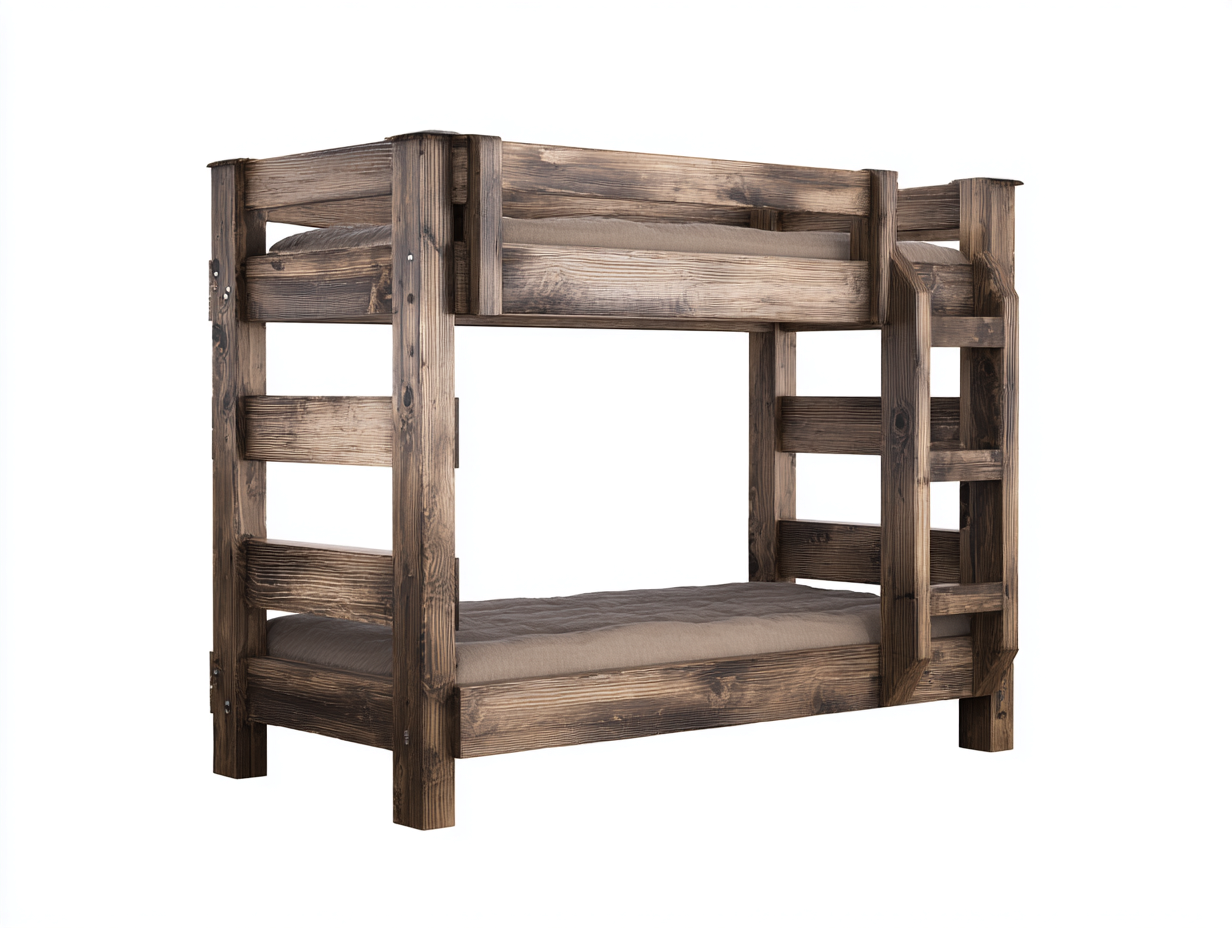 Etagenbetten aus Holz 205 x 100 x 160 cm - Dunkelbraun - mit Leiter und Absturzsicherung-Rivaraabode