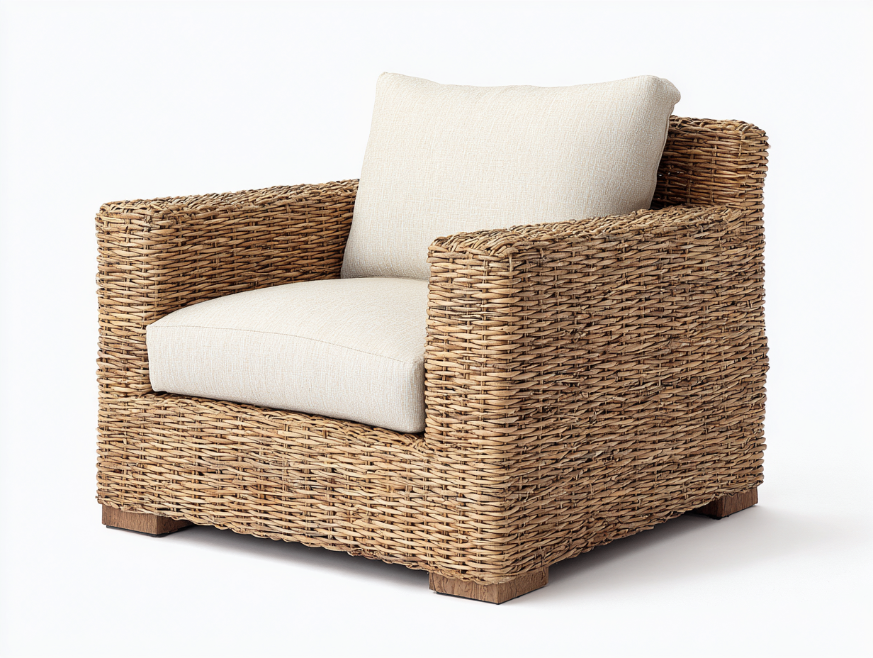 Polyrattan Gartensessel mit Geflecht 92 x 86 x 78 cm - Naturbraun-Creme - mit breiten Armlehnen-Rivaraabode