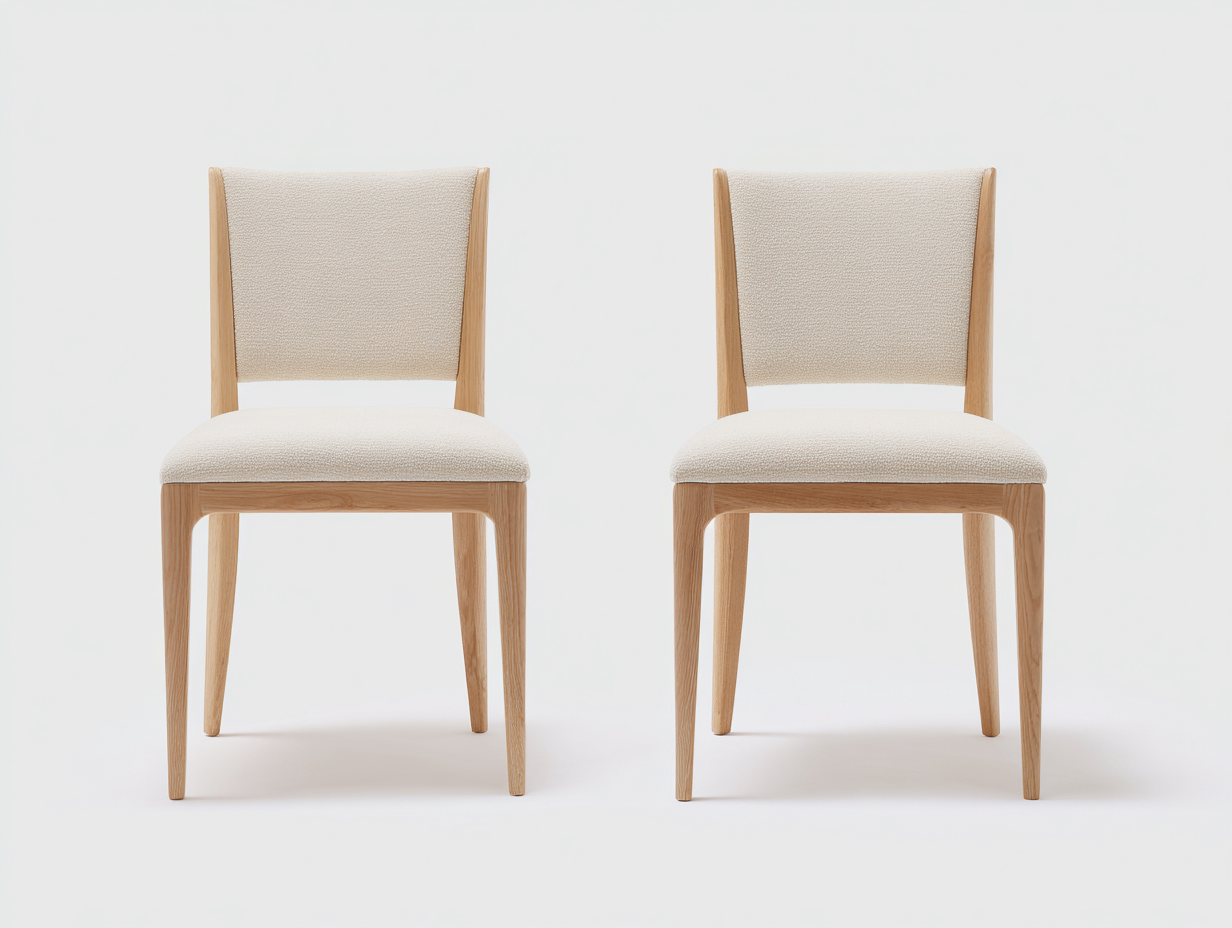 Esszimmerstühle Strukturstoff Holz 50x52x82 cm - Creme Natur - 2er Set-Sozoiohouse