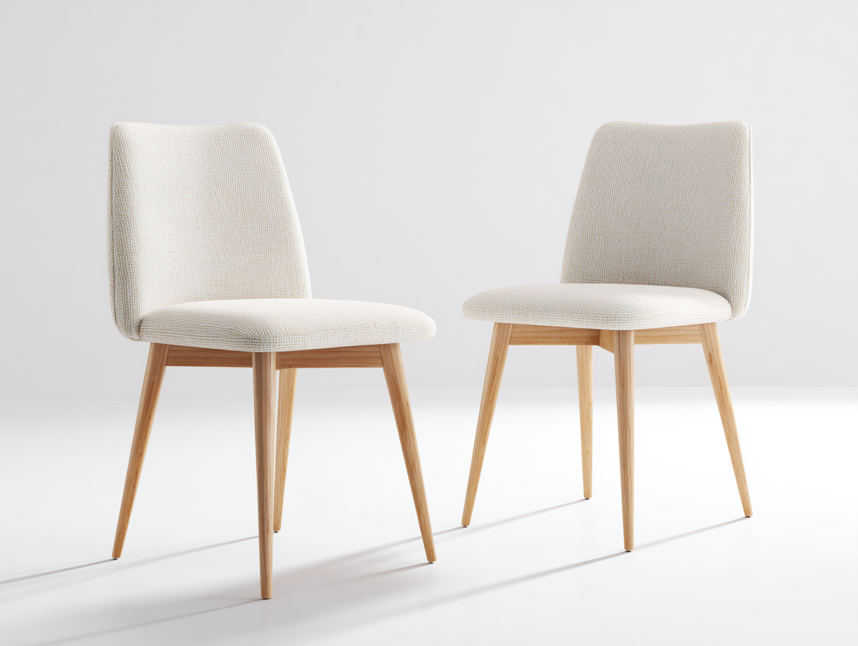 Esszimmerstühle Strukturstoff 48x55x84 cm - Creme und Natur - Gepolsterter Esszimmerstuhl im skandinavischen Stil-Sozoiohouse