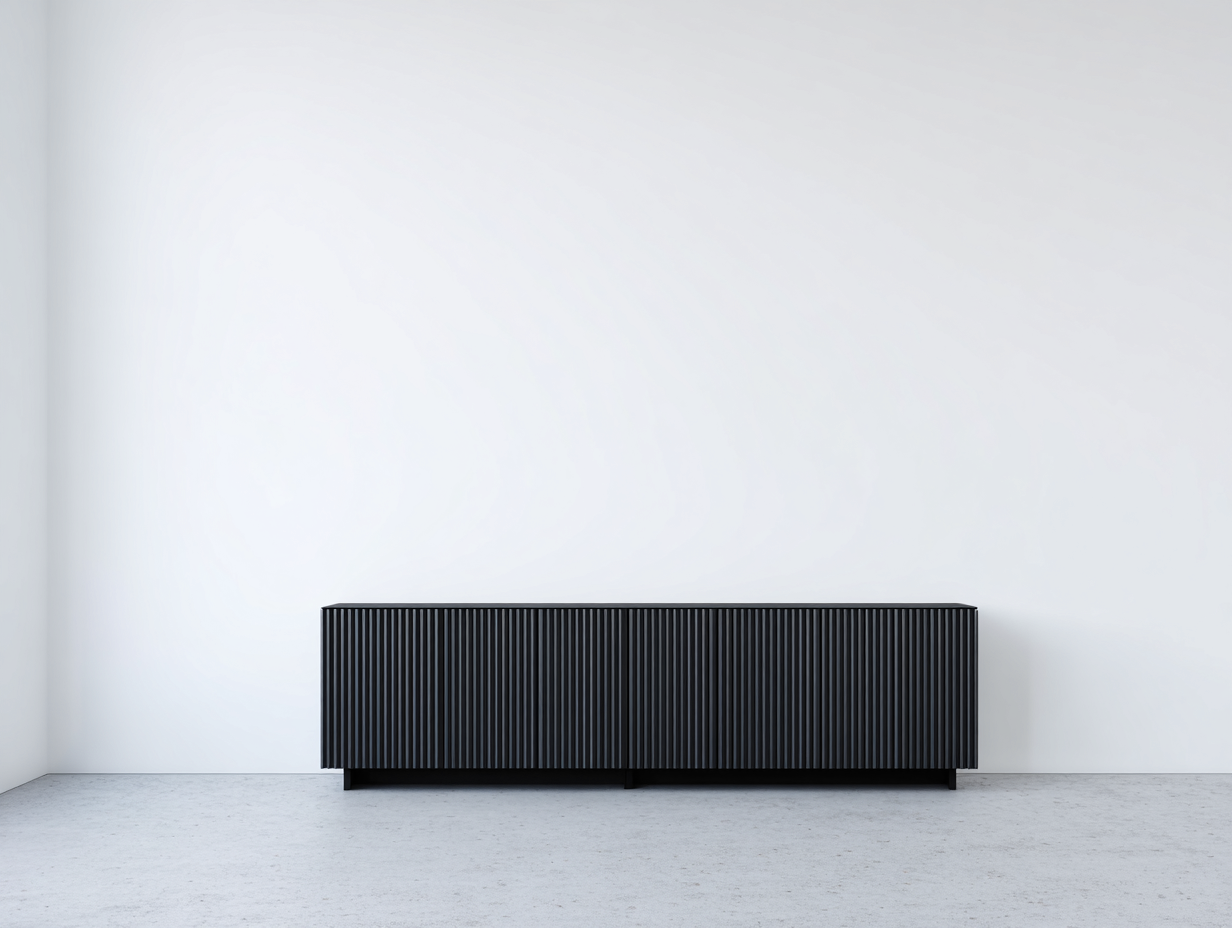 Dielenschränke Holzwerkstoff 180x40x48 cm - Schwarz - 4 Türen mit Lamellenfront-Sozoiohouse