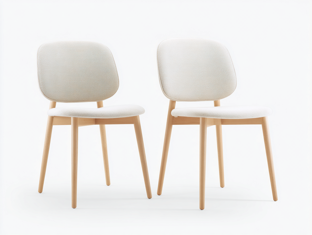 Esszimmerstühle Stoff Holz 54x52x77 cm - Beige-Natur - 2er-Set skandinavischer Stil-Sozoiohouse