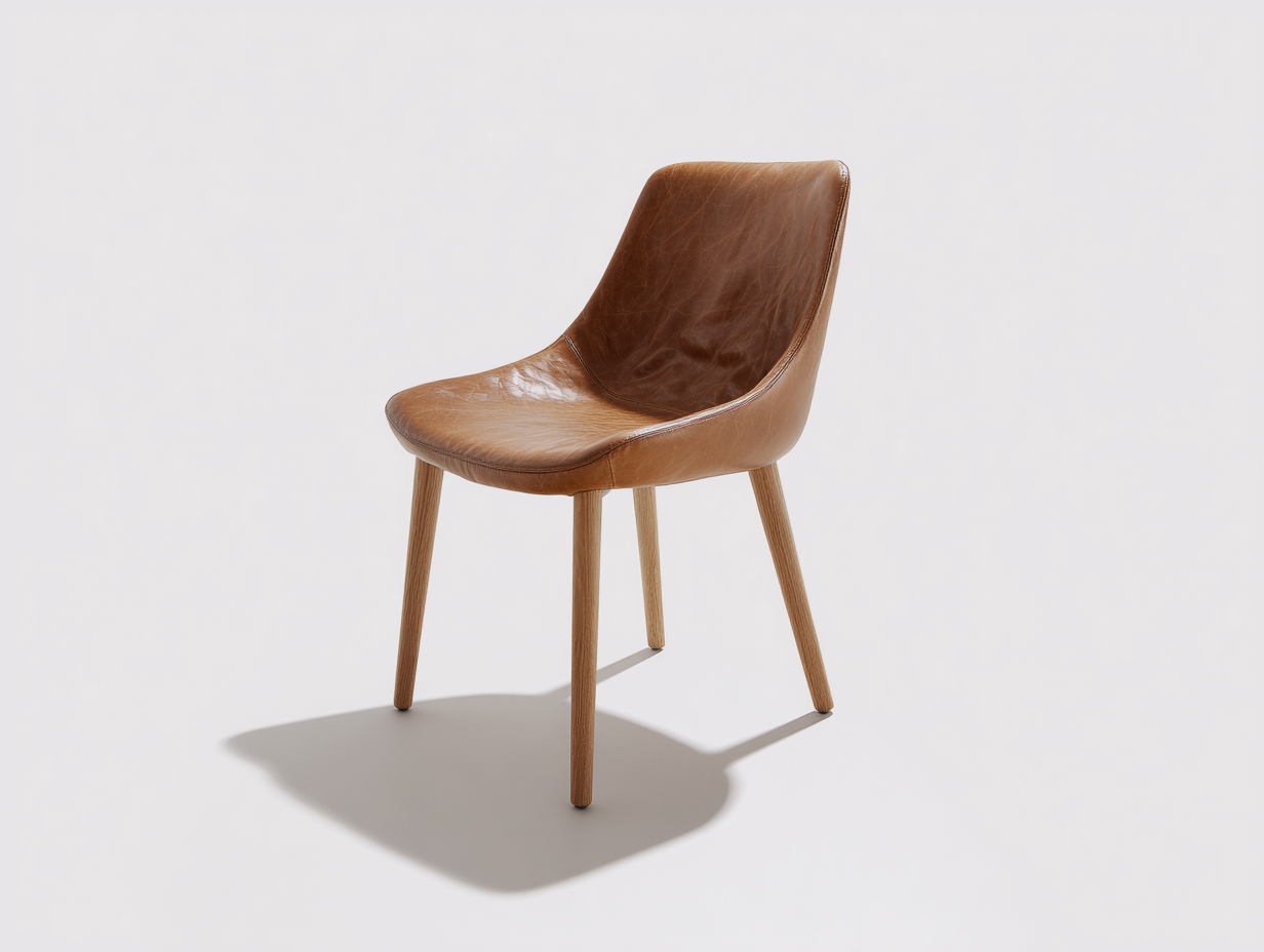 Esszimmerstühle Kunstleder 52x58x84 cm braun für Esszimmer mit Holzbeinen und gepolsterter Sitzschale-Sozoiohouse