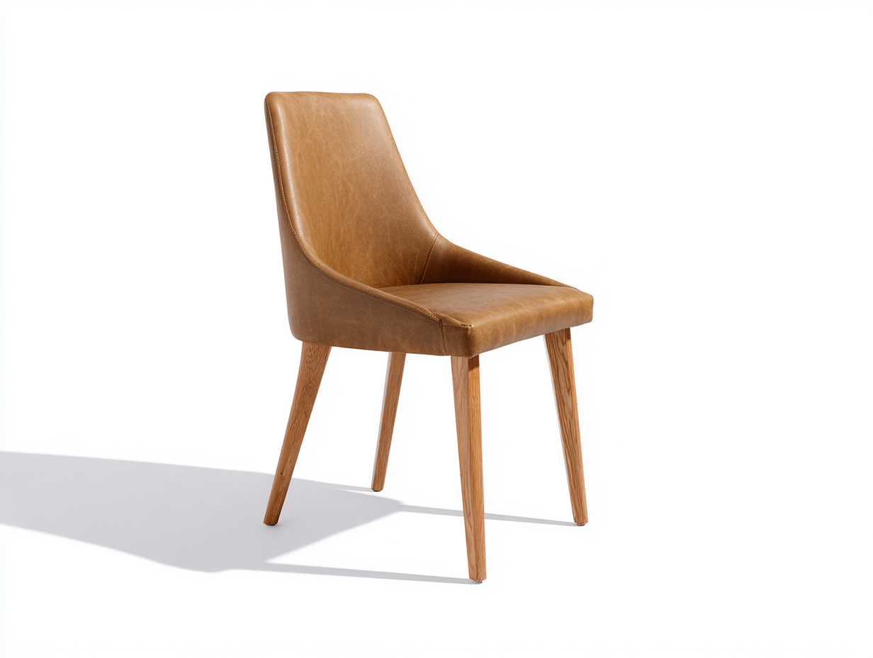 Esszimmerstühle Kunstleder 56x60x88 cm braun für Esszimmer mit Holzbeinen und gepolstertem Sitz-Sozoiohouse