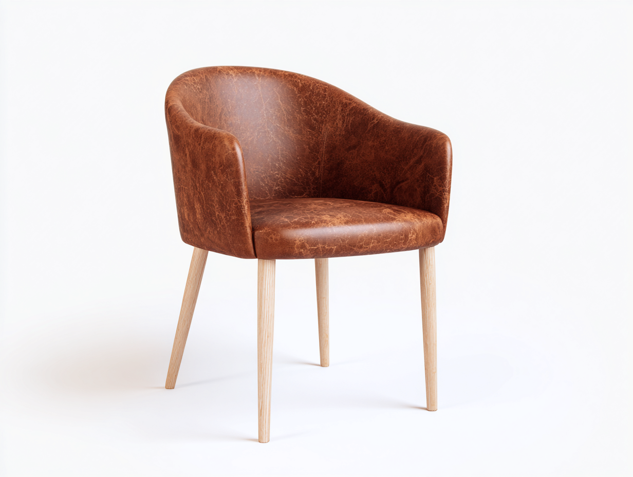 Esszimmerstühle Kunstleder Holz 58x57x76 cm - Braun-Natur - Schalenform mit Armlehnen-Sozoiohouse