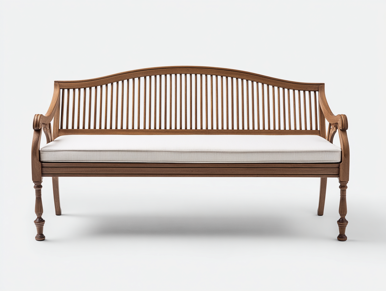 Gartenbank Holz Stoff 185x62x92 cm - Braun-Cremeweiß - klassische Bank mit Armlehnen-Sozoiohouse