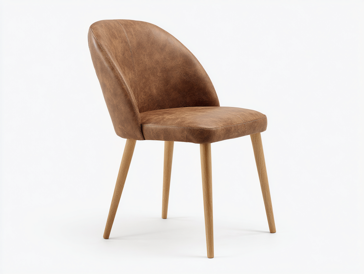 Esszimmerstühle Kunstleder 54x59x86 cm braun für Esszimmer mit Holzbeinen und gerundeter Rückenlehne-Sozoiohouse