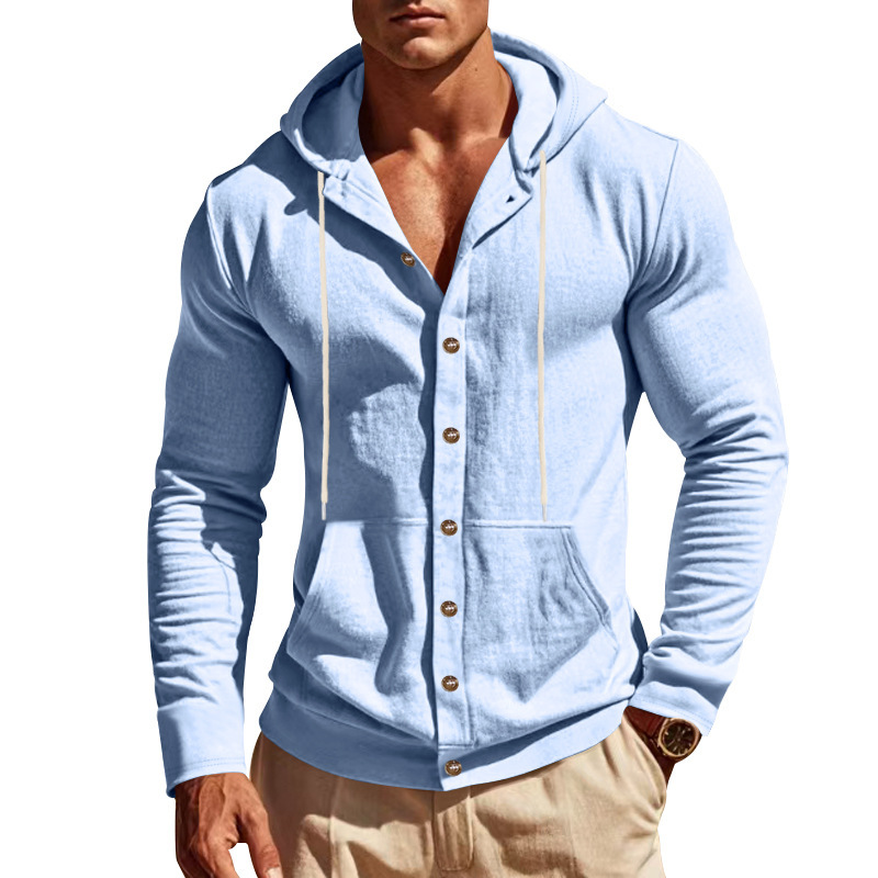 Men's Loose-Fit Linen Hoodie Shirt