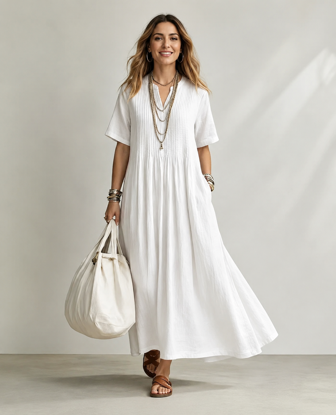 Minimalist Linen Maxi Dress / Casual Summer Dress