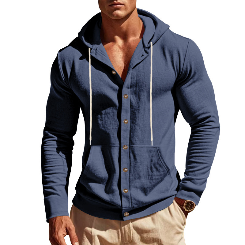 Men's Loose-Fit Linen Hoodie Shirt