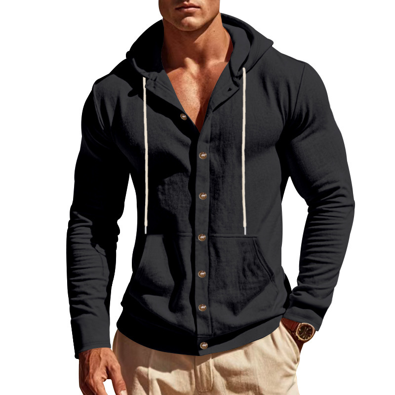 Men's Loose-Fit Linen Hoodie Shirt