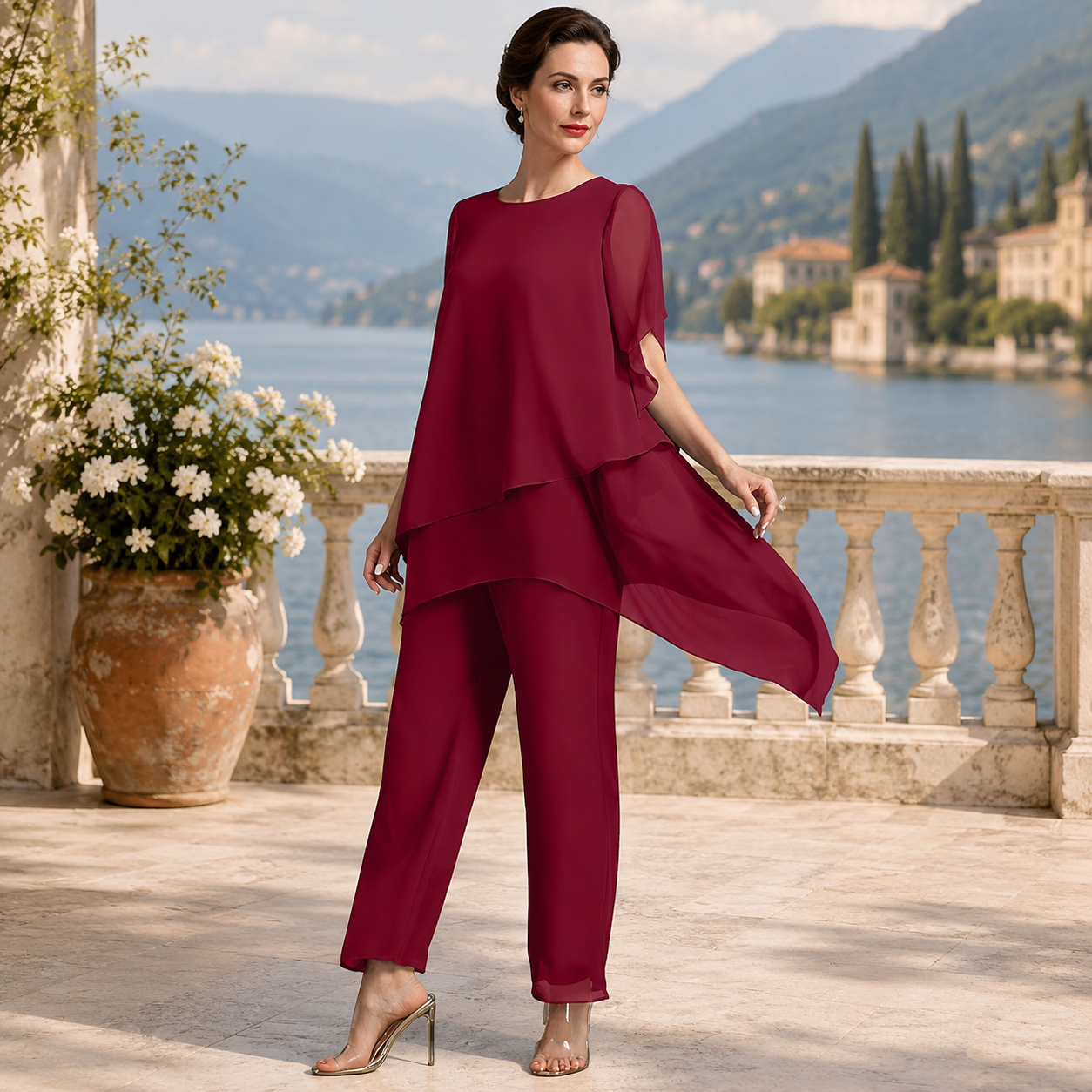 Elegant Two-Piece Set with a Flowing Layered Look