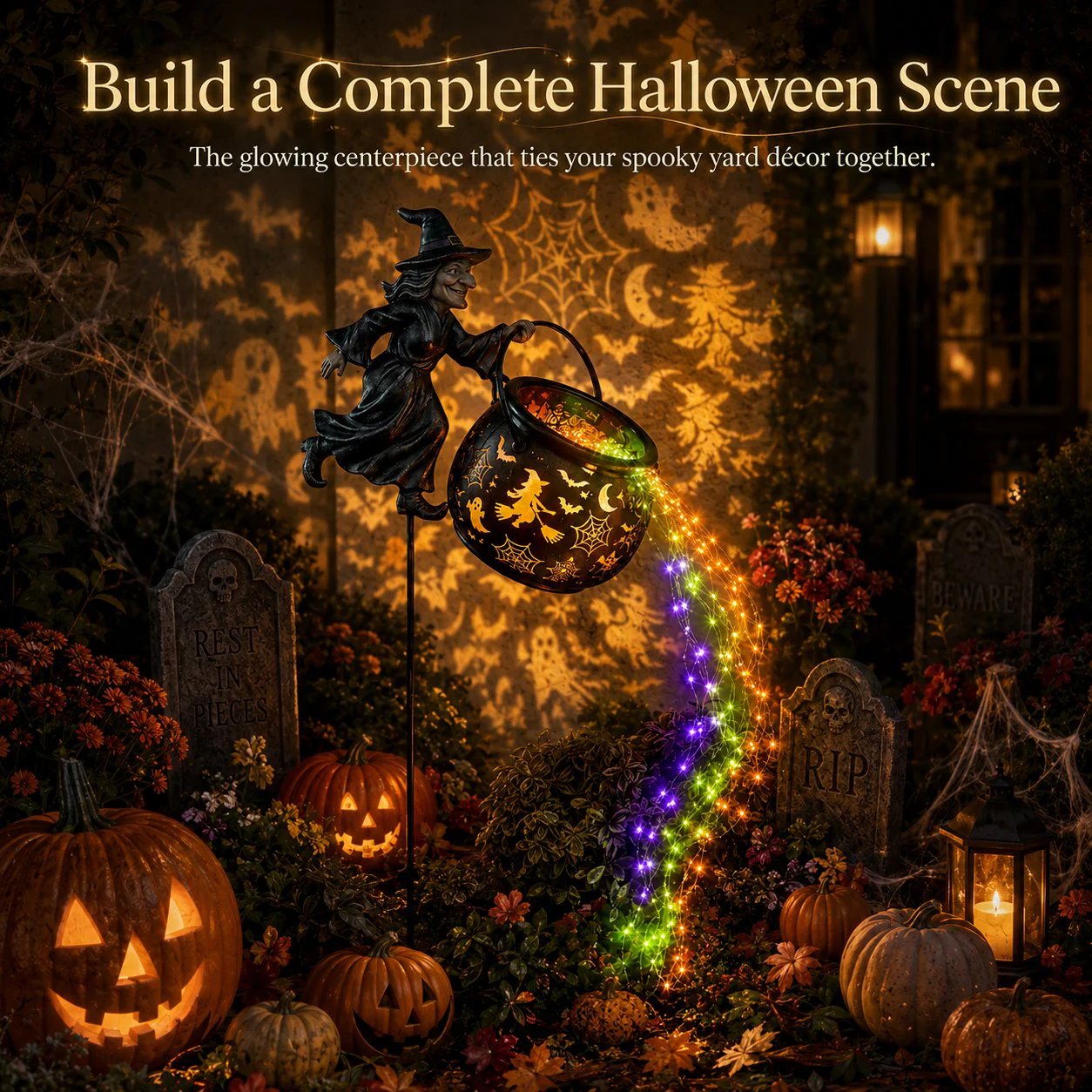 🧙‍♀️ LAST CHANCE! 60% OFF Halloween Witch Cauldron Solar Light – Add Spooky Charm to Your Yard 🎃