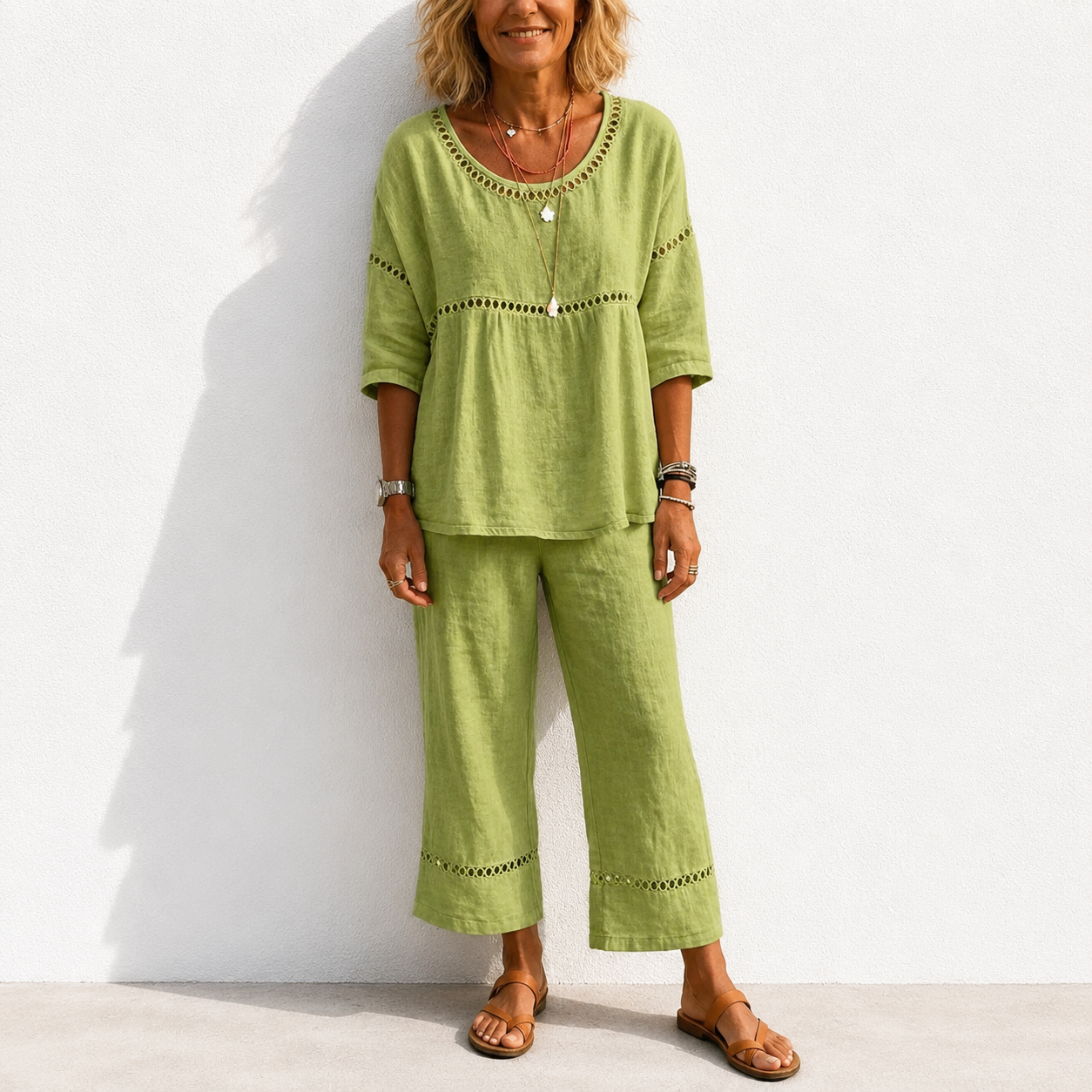 New Arrivals🔥 Women's Vintage Casual Loose-Fit Linen Two-Piece Set