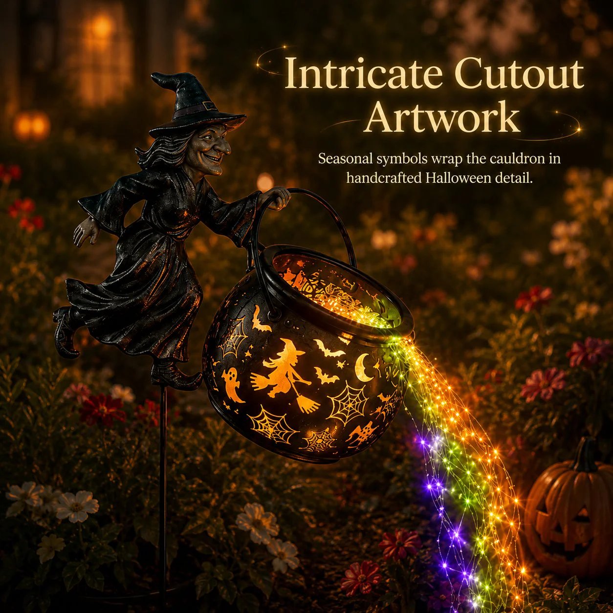 🧙‍♀️ LAST CHANCE! 60% OFF Halloween Witch Cauldron Solar Light – Add Spooky Charm to Your Yard 🎃