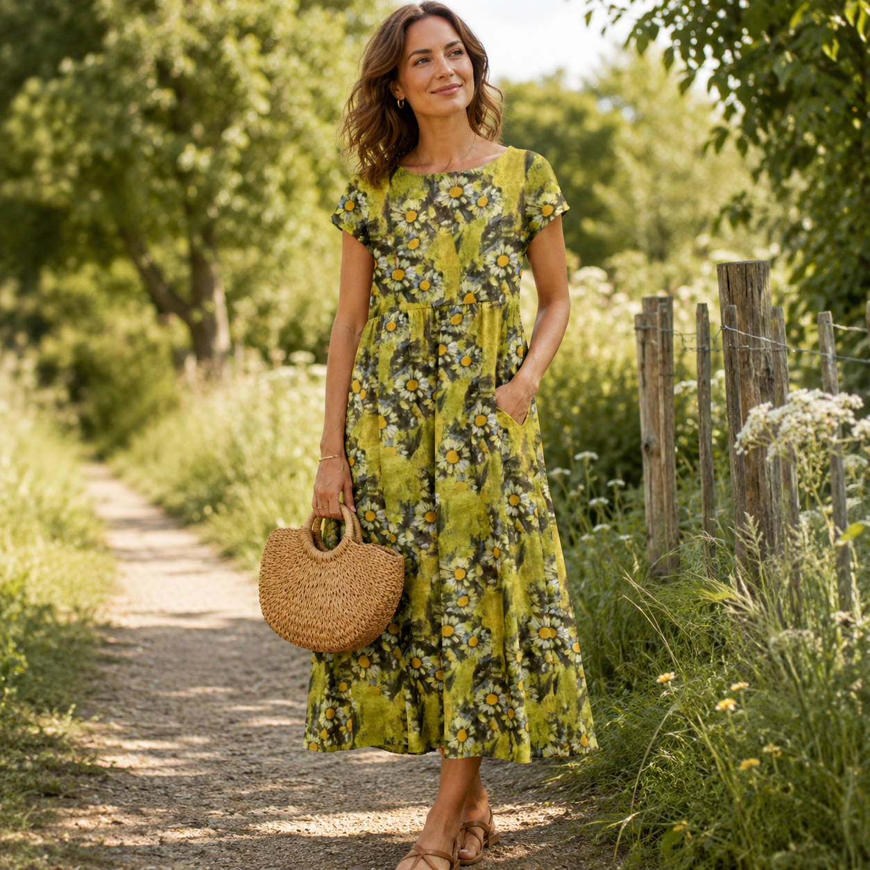 🌸 Locker, Farbenfroh & Bequem – Feminines Printkleid mit Seitentaschen für entspannte Sommertage 🌿✨