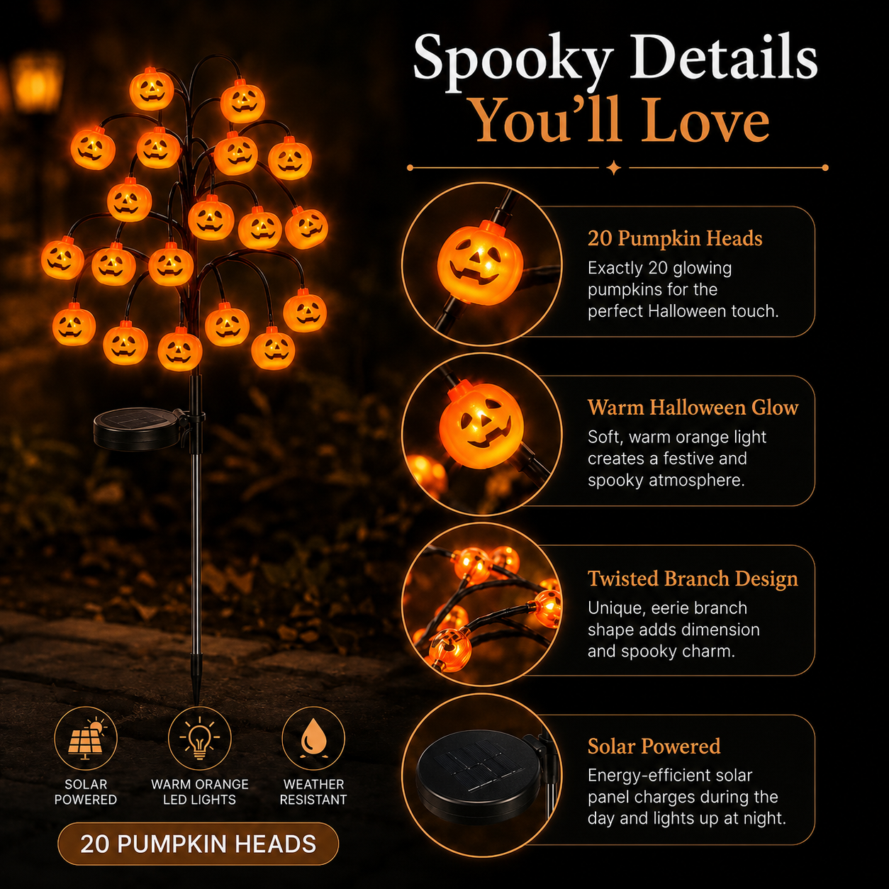 👻 Halloween Outdoor Decor Made Easy – Pumpkin Solar Stake Lights for Your Yard ✨