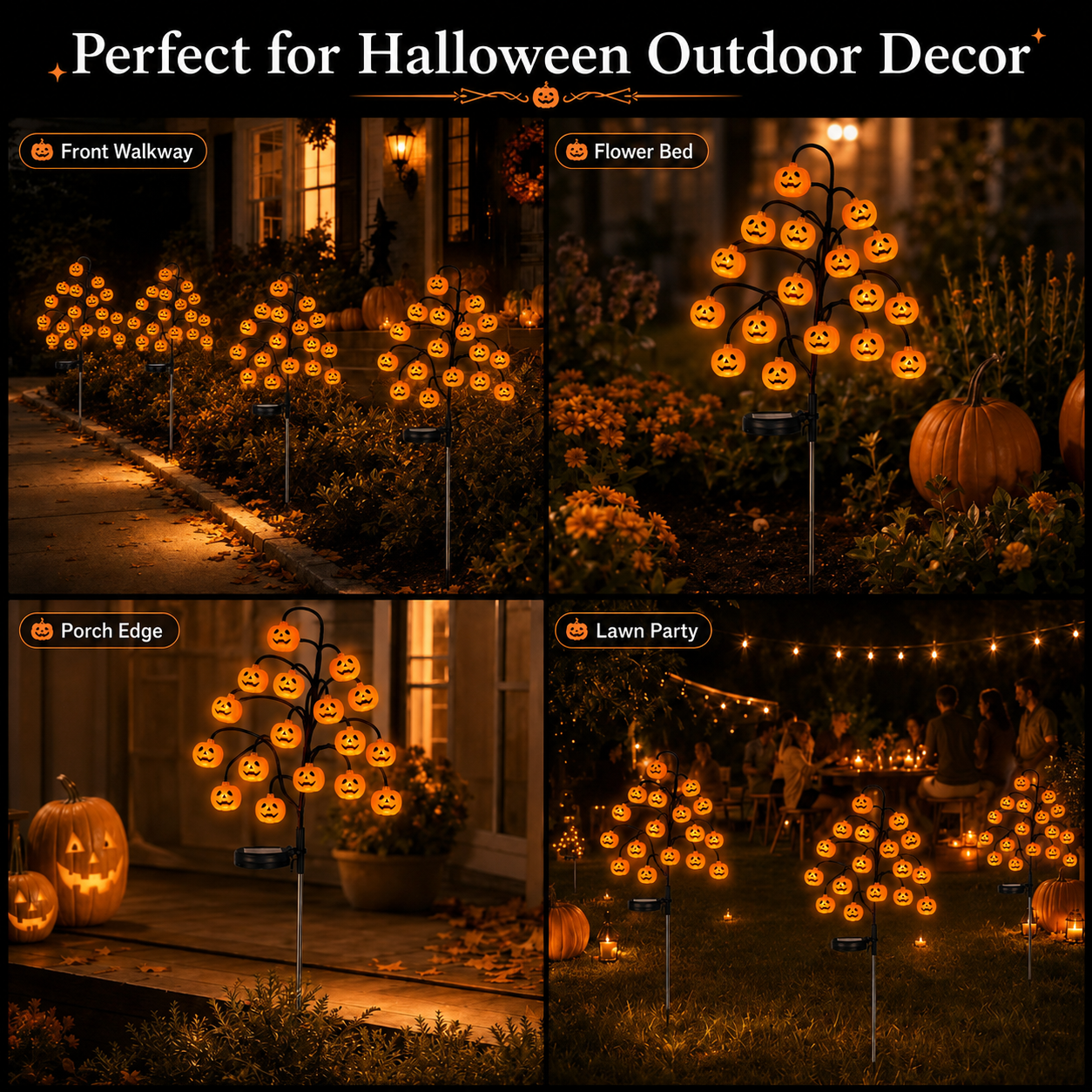👻 Halloween Outdoor Decor Made Easy – Pumpkin Solar Stake Lights for Your Yard ✨