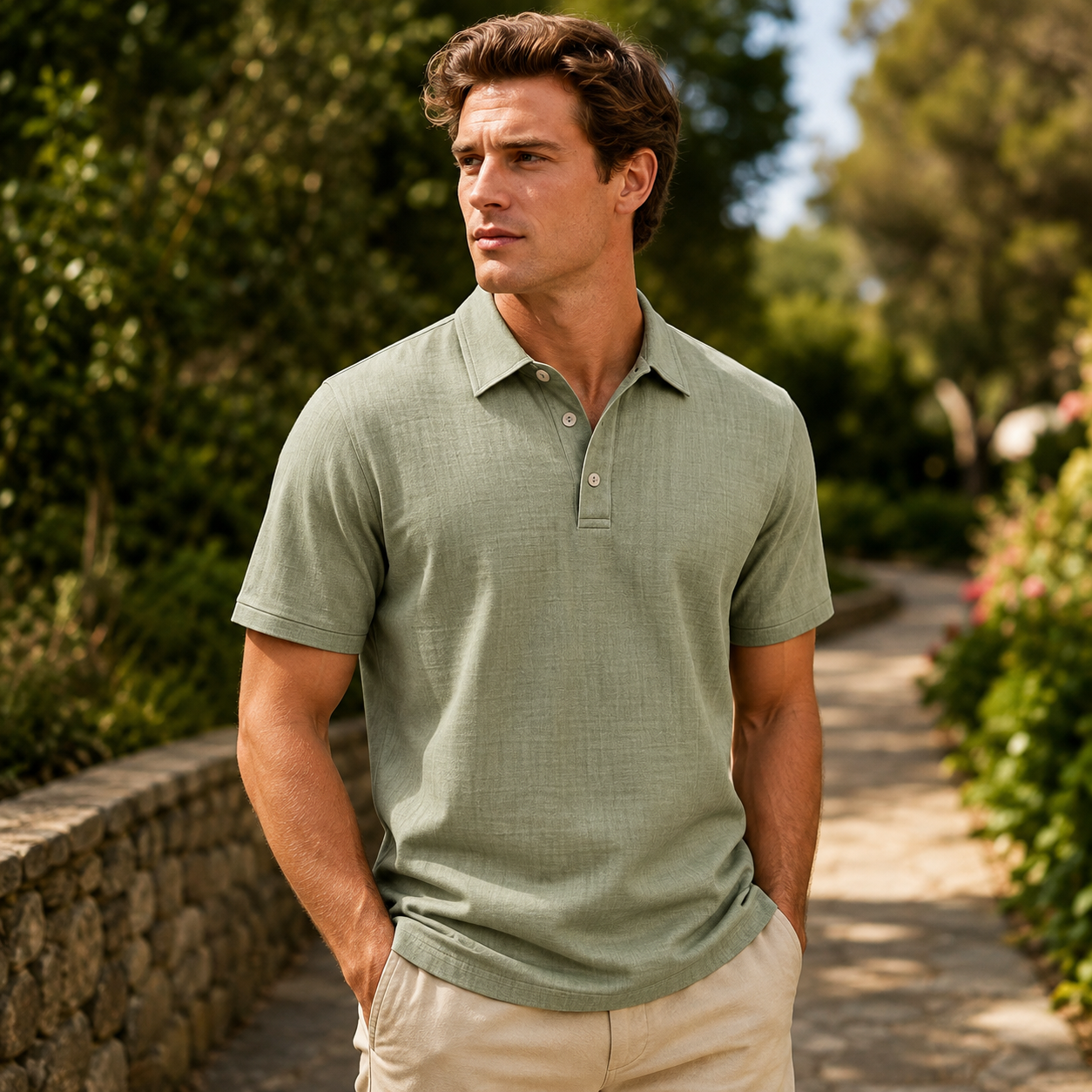 🌿 Men’s Lightweight Textured Polo – Classic Comfort for Every Day 👕