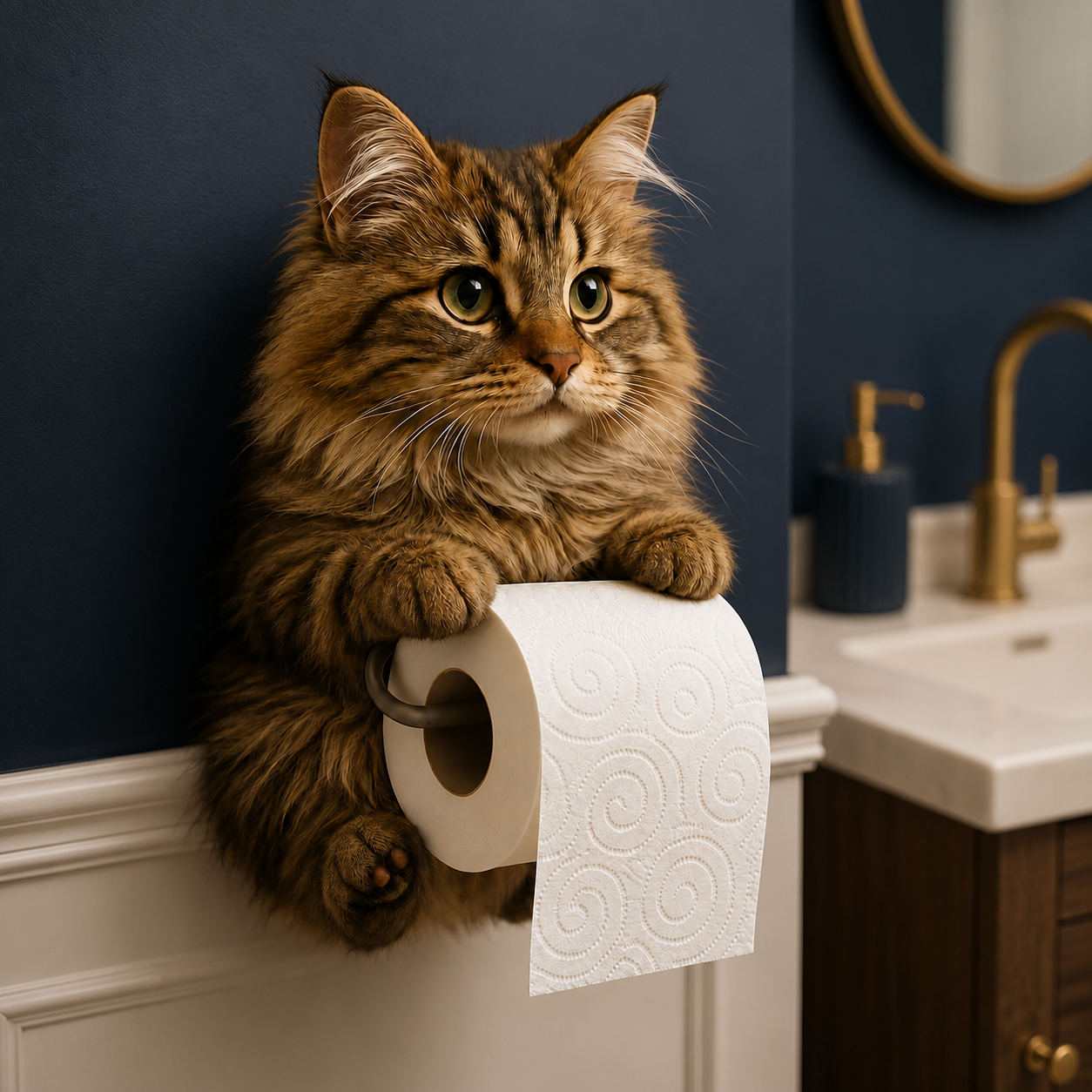 🐾 Cute Cat Toilet Paper Holder – Whimsical Wall Décor with Practical Roll Storage 😻