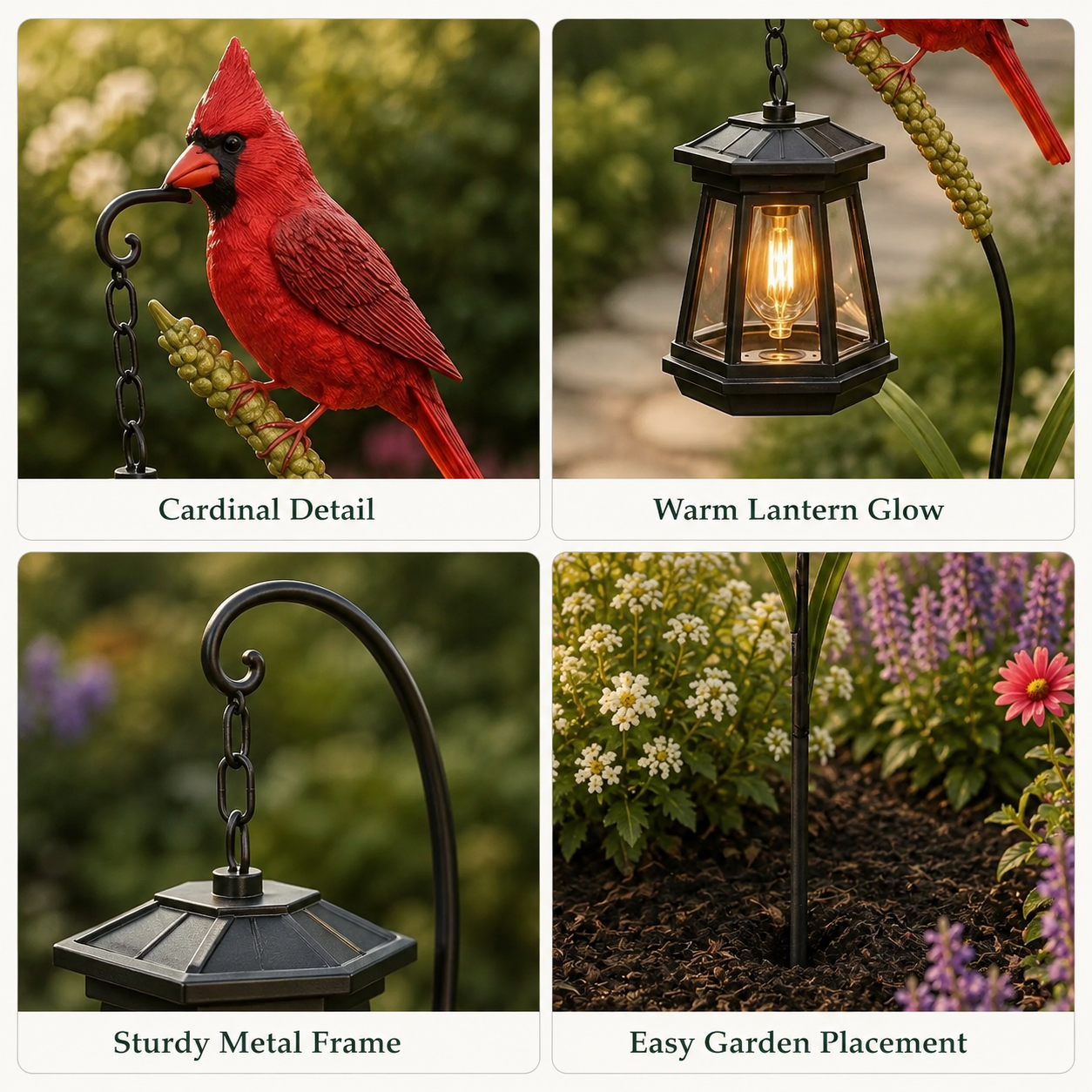 Cardinal garden lantern detail grid