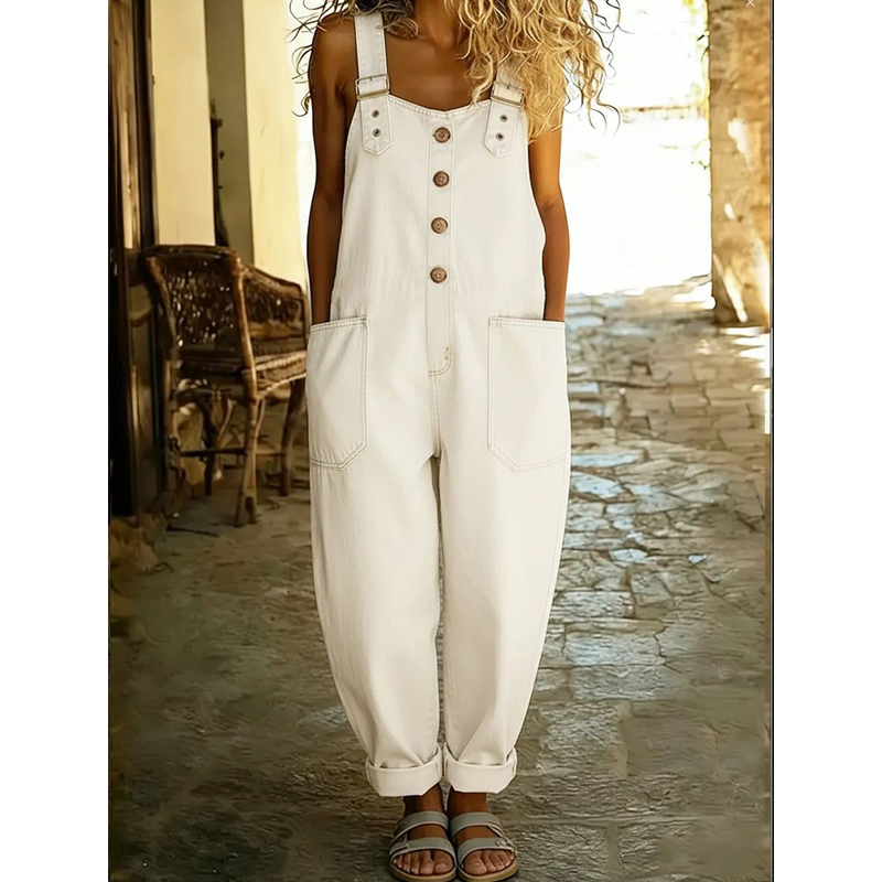 Das ultimative Sommer-Essential: Lässiger Denim-Jumpsuit mit Taschen 👖