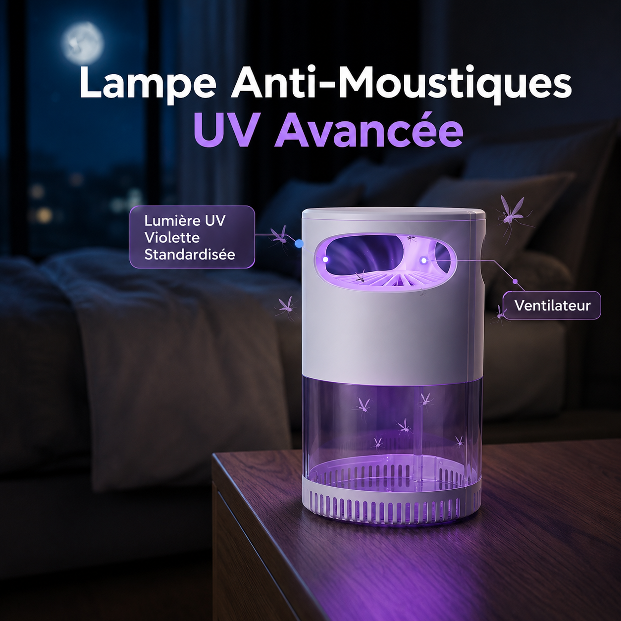 🦟 Lampe Anti-Moustiques UV – silencieuse, USB, sans produits chimiques. Plus de 50 000 vendues ! 🔇🌙