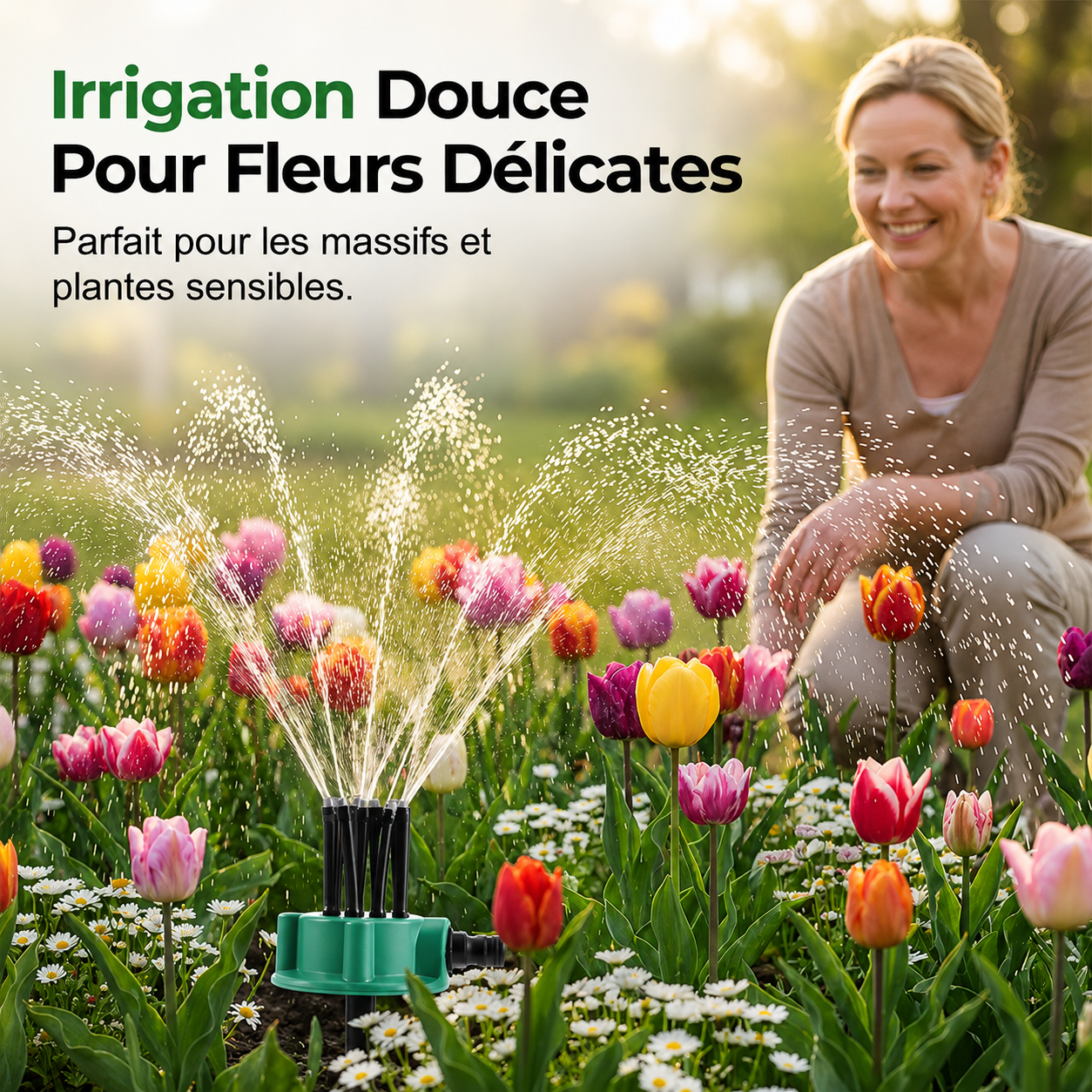 💧 Arroseur de Pelouse Multidirectionnel 360° 🌱 Irrigation de Jardin de Précision avec Buses Flexibles