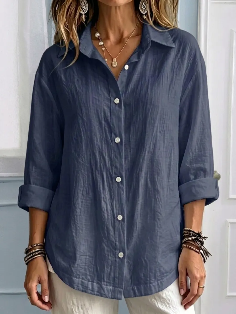🎁🎁🎁New Arrival🔥 Women's Casual Linen Blend Long Sleeve Button Down Shirt