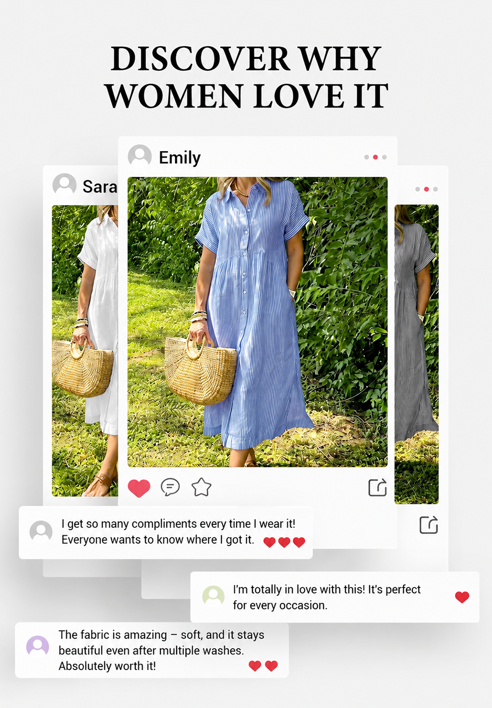 🎉 (Sizes S–4XL Available) 🛍️ New Summer Collection 👗 Women's Linen Striped Shirt Dress with Button Front & Convenient Pockets ⭐