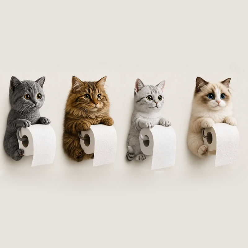 🐾 Niedlicher Katzen-Toilettenpapierhalter – Verspielte Wanddekoration mit praktischer Rollenaufbewahrung 😻
