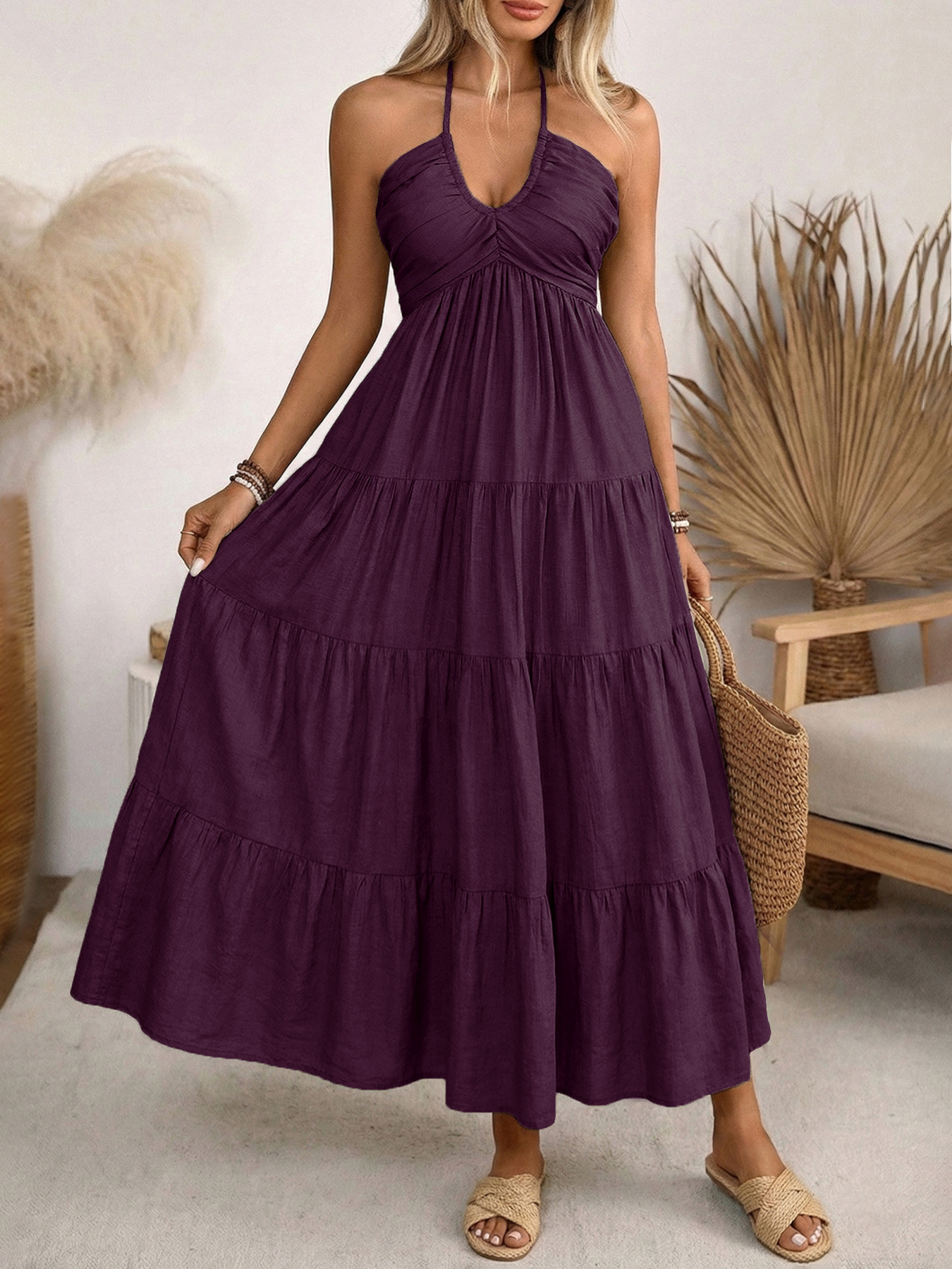 👗Women's Loose-Fit Backless Linen Vacation Dress