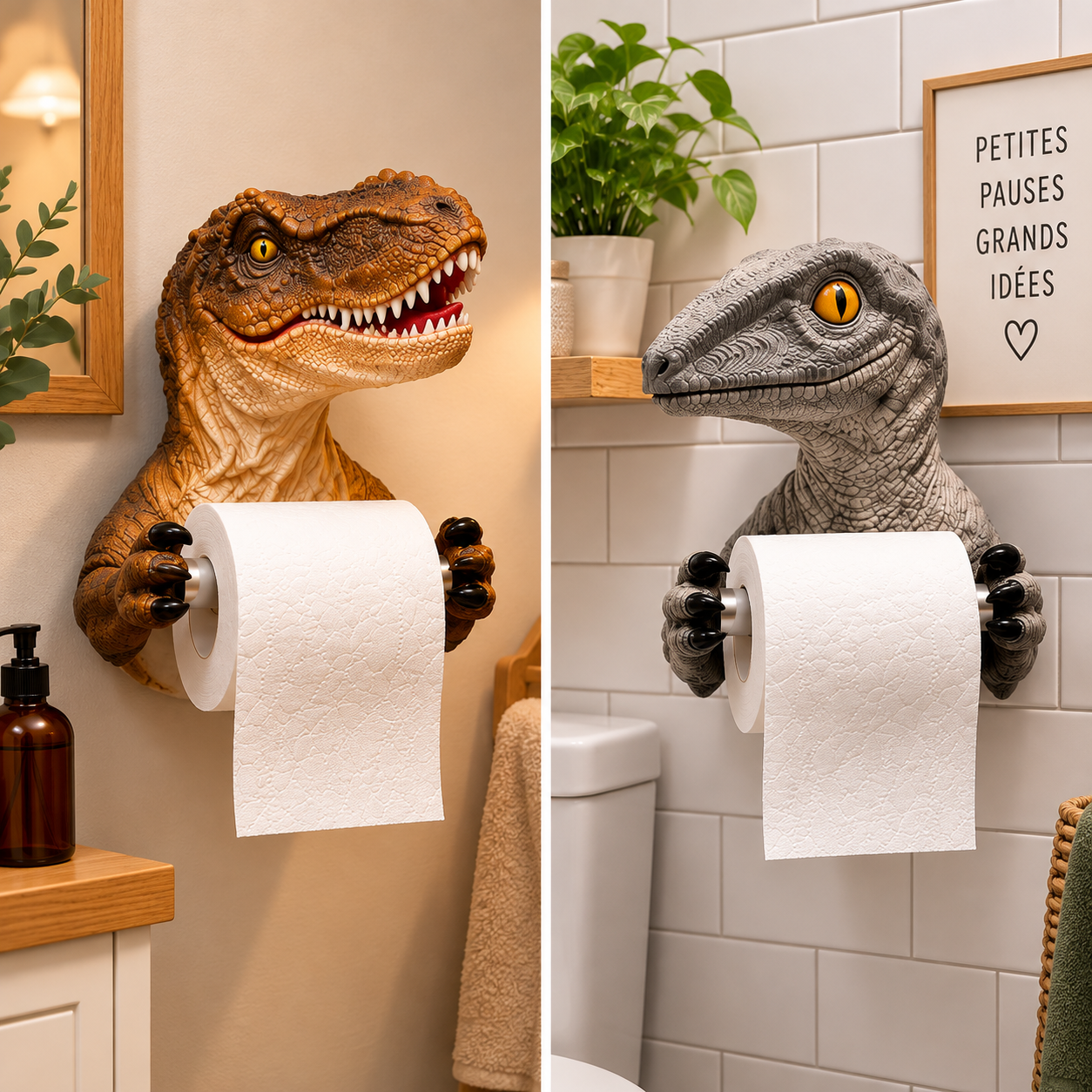 🦖🦖🦖Porte-Papier Toilette Dinosaure 3D – Décoration Originale et Amusante pour Salle de Bain