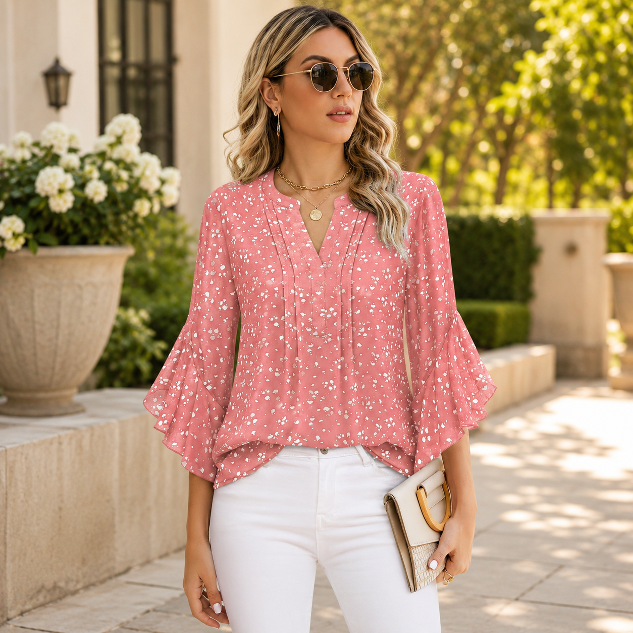 ✨ Elegant Ruffle Sleeve Blouse – Lightweight, Flowy & Effortlessly Chic 🌸