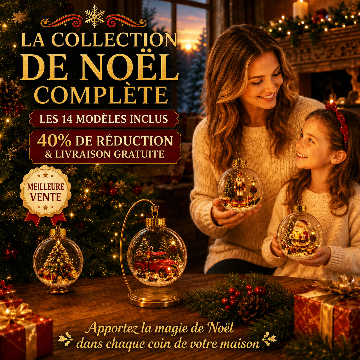 ⏰ Dernières Heures -50 % 🎄✨ Ornement de Noël Lumineux – Mini Scène de Noël Illuminée