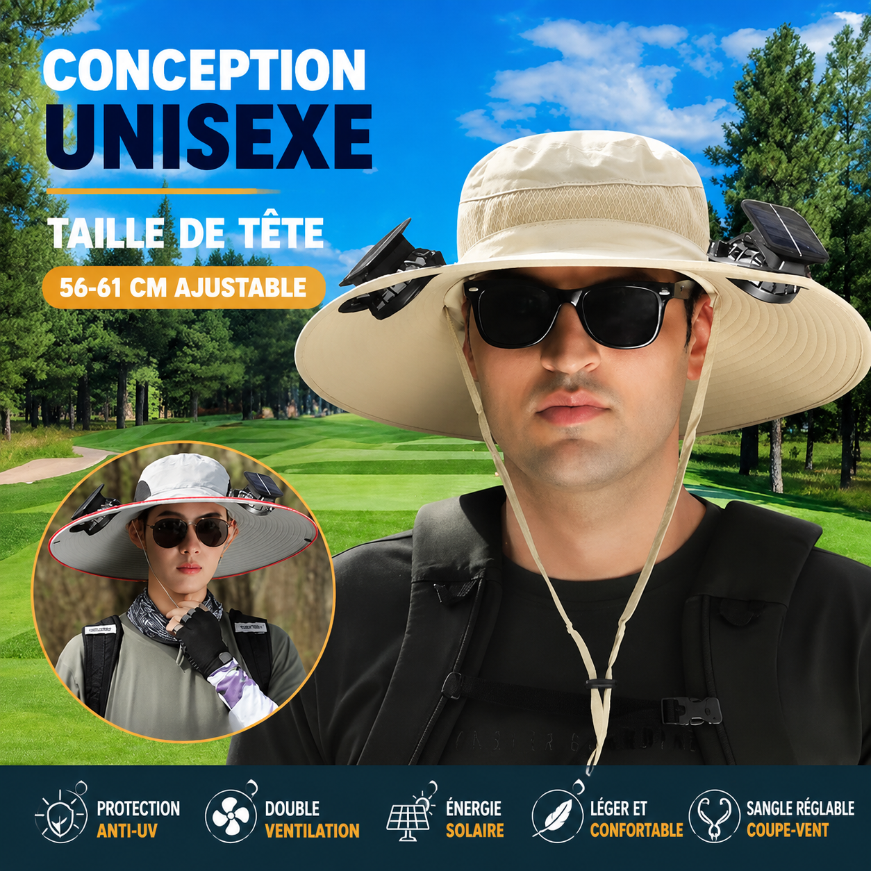 Chapeau Ventilateur Solaire – Protection Solaire et Fraîcheur Instantanée