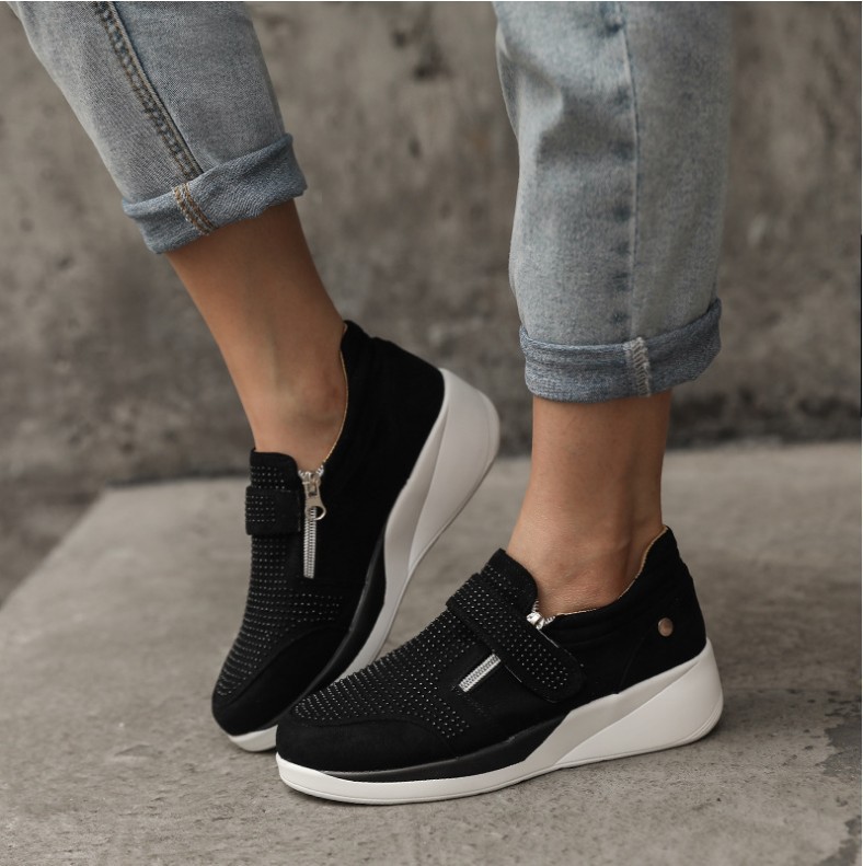 👣 Chaussures Confort Femme à Semelle Compensée – Légères, Respirantes & Faciles à Enfiler