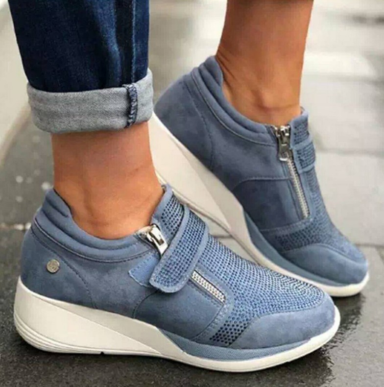 👣 Chaussures Confort Femme à Semelle Compensée – Légères, Respirantes & Faciles à Enfiler
