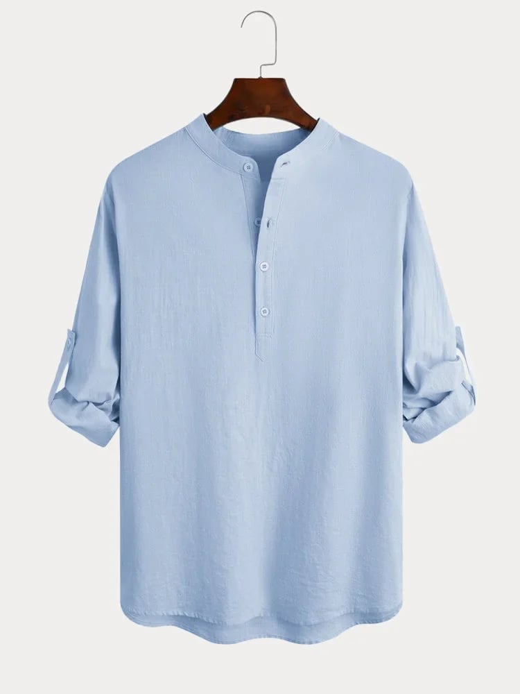 🔥 Chemise décontractée pour homme en coton et lin à manches longues
