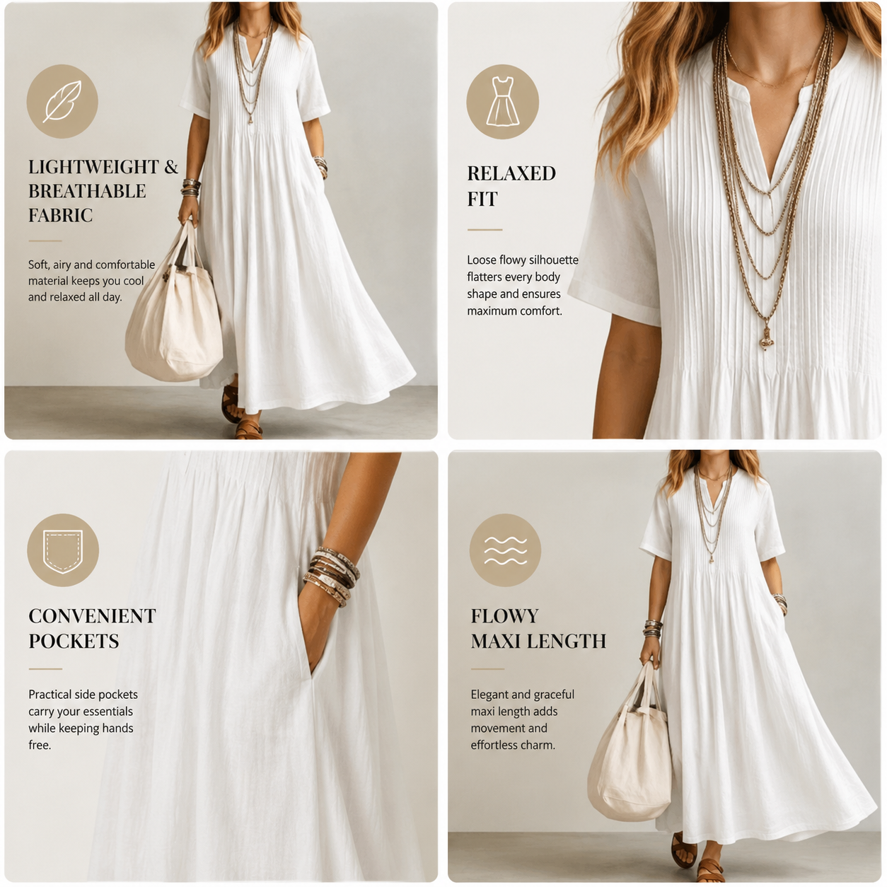 Minimalist Linen Maxi Dress / Casual Summer Dress