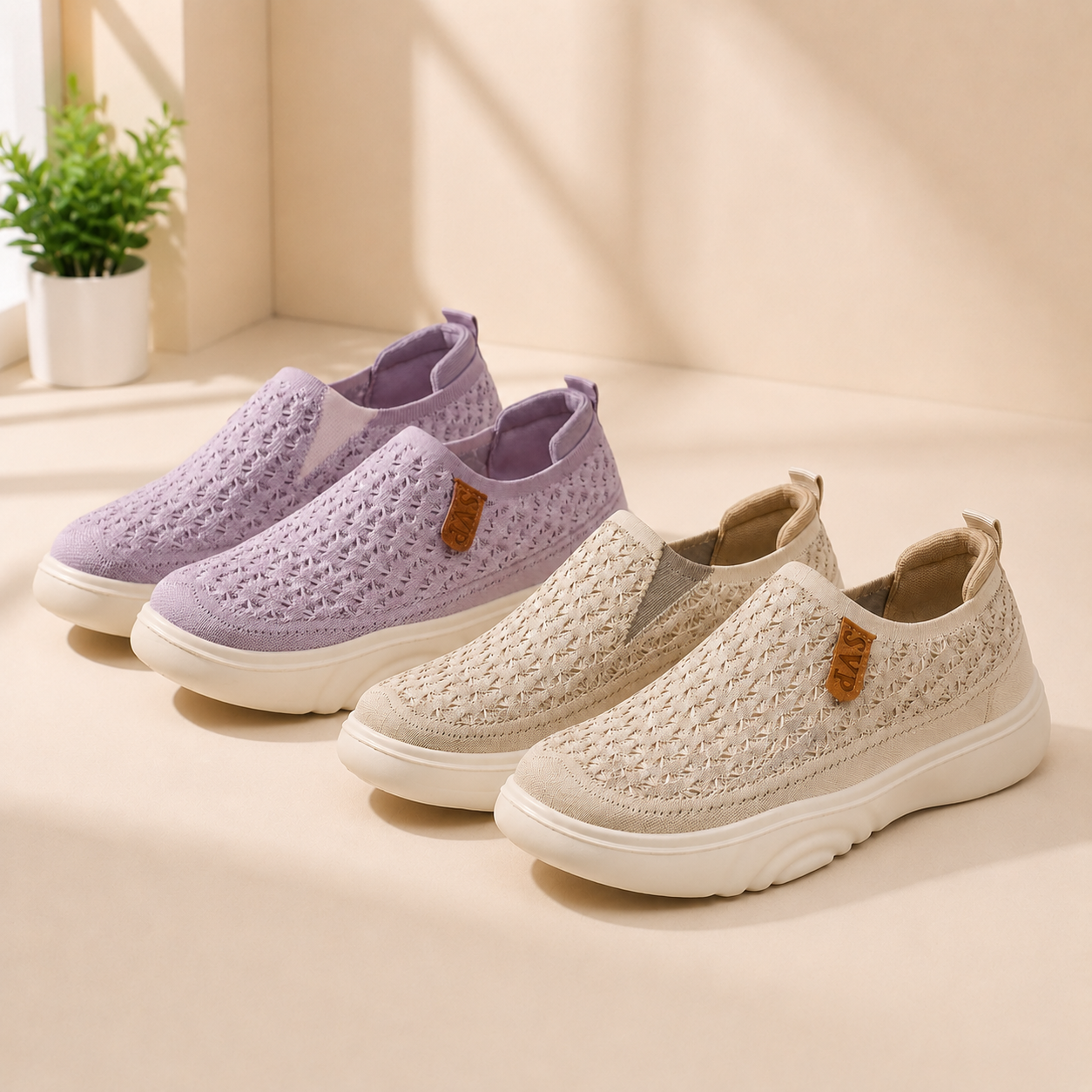 👟Chaussures Slip-On Confort Femme – Maille Respirante & Semelle Souple