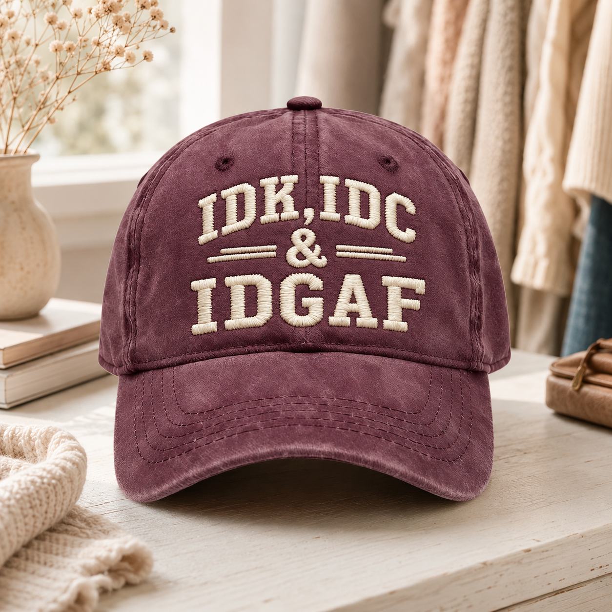 🧢 Vintage Washed Embroidered Baseball Cap – Adjustable Unisex Casual Hat