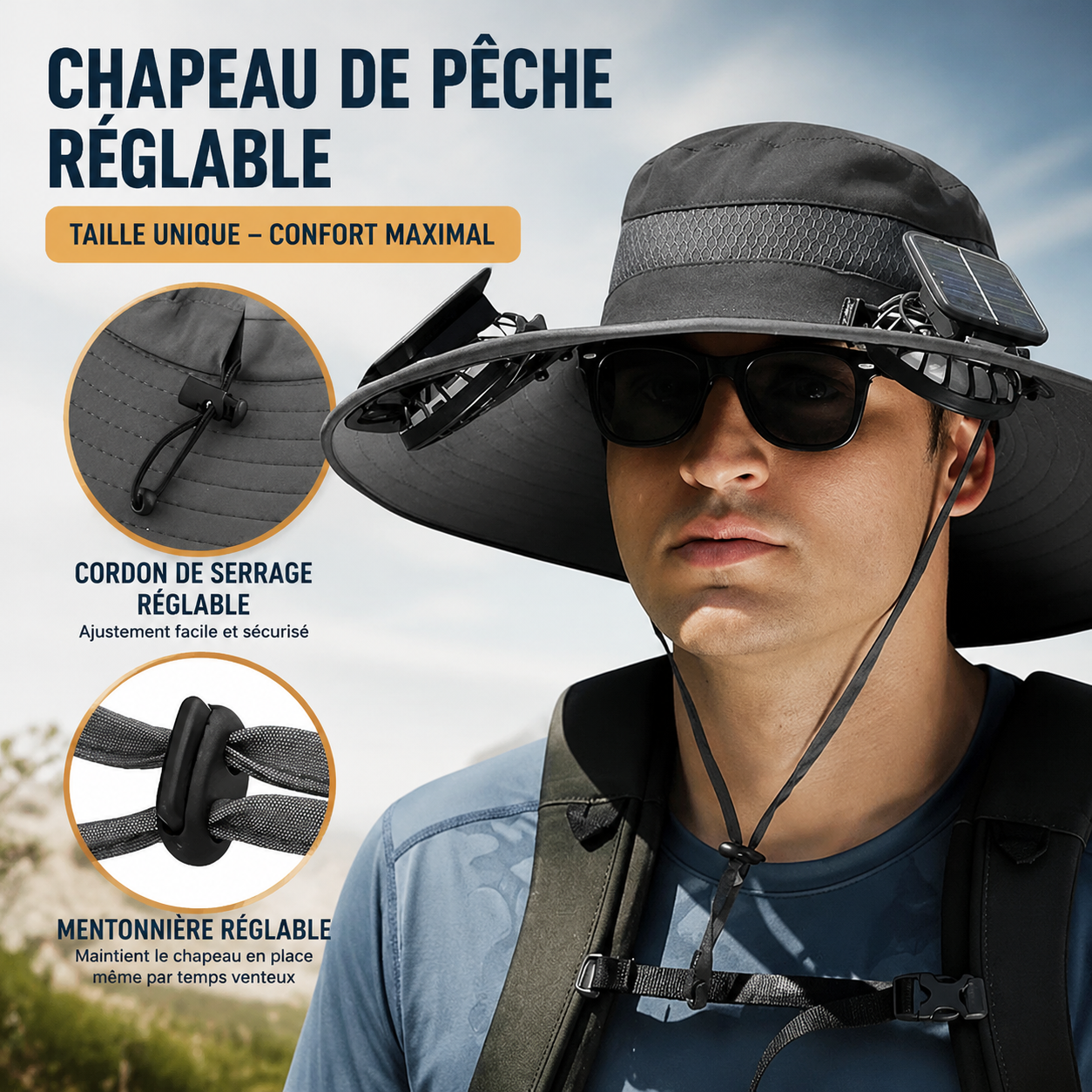 Chapeau Ventilateur Solaire – Protection Solaire et Fraîcheur Instantanée