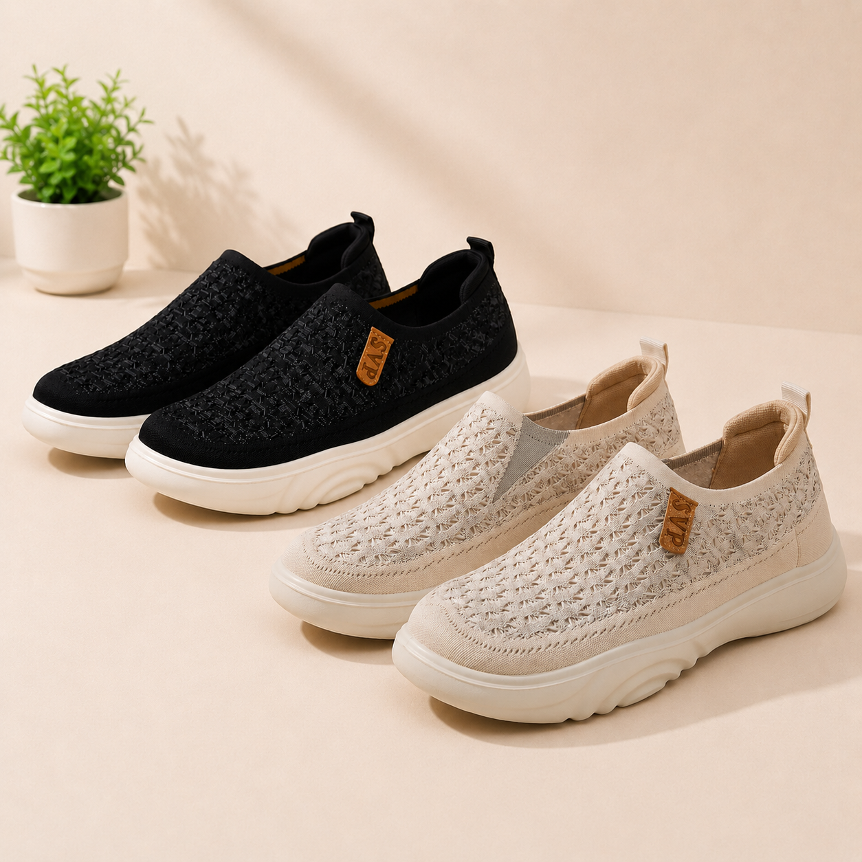 👟Chaussures Slip-On Confort Femme – Maille Respirante & Semelle Souple