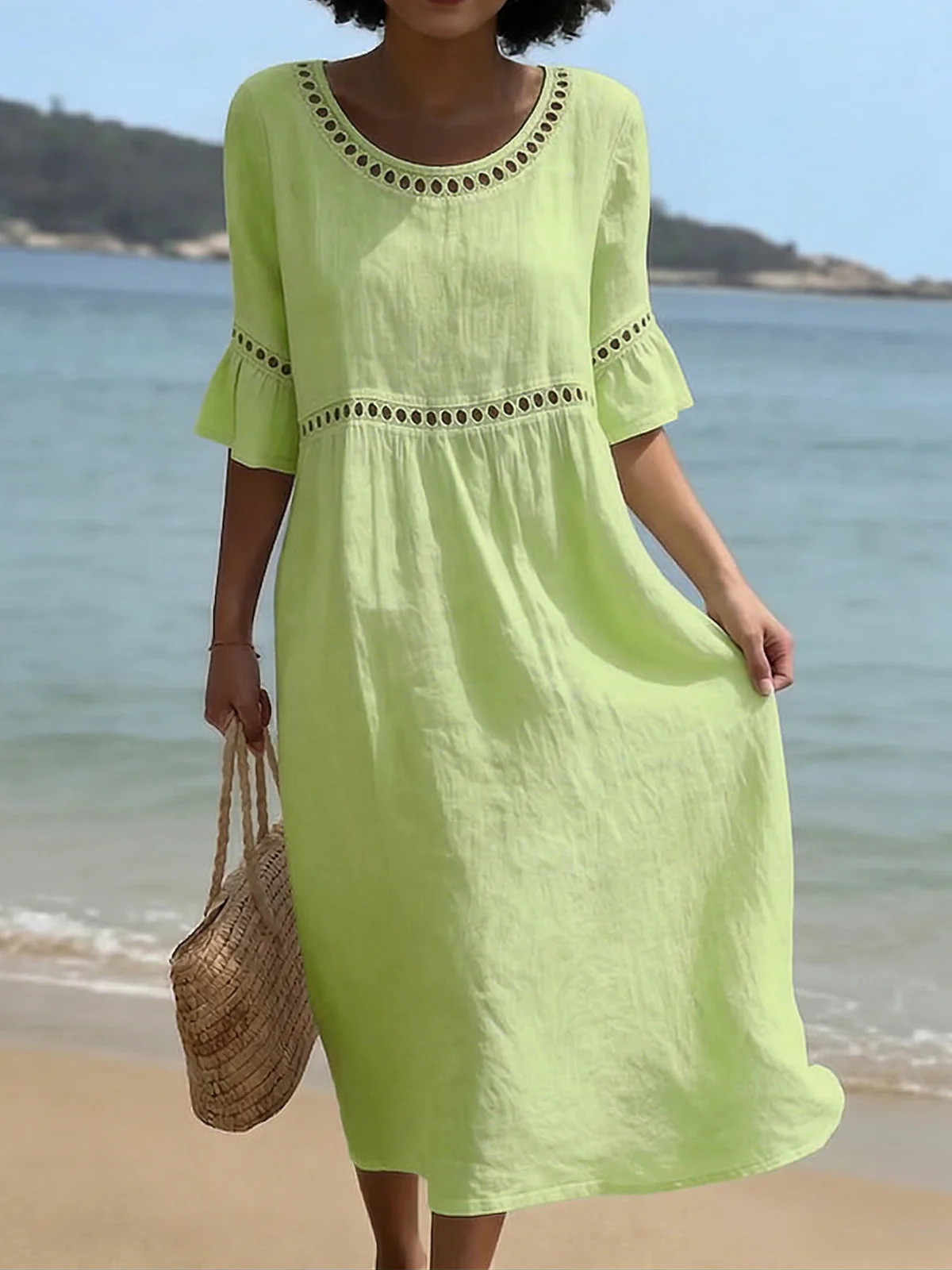 👗Women's Loose-fitting Linen And Cotton Dress, hides belly and flatters your figure