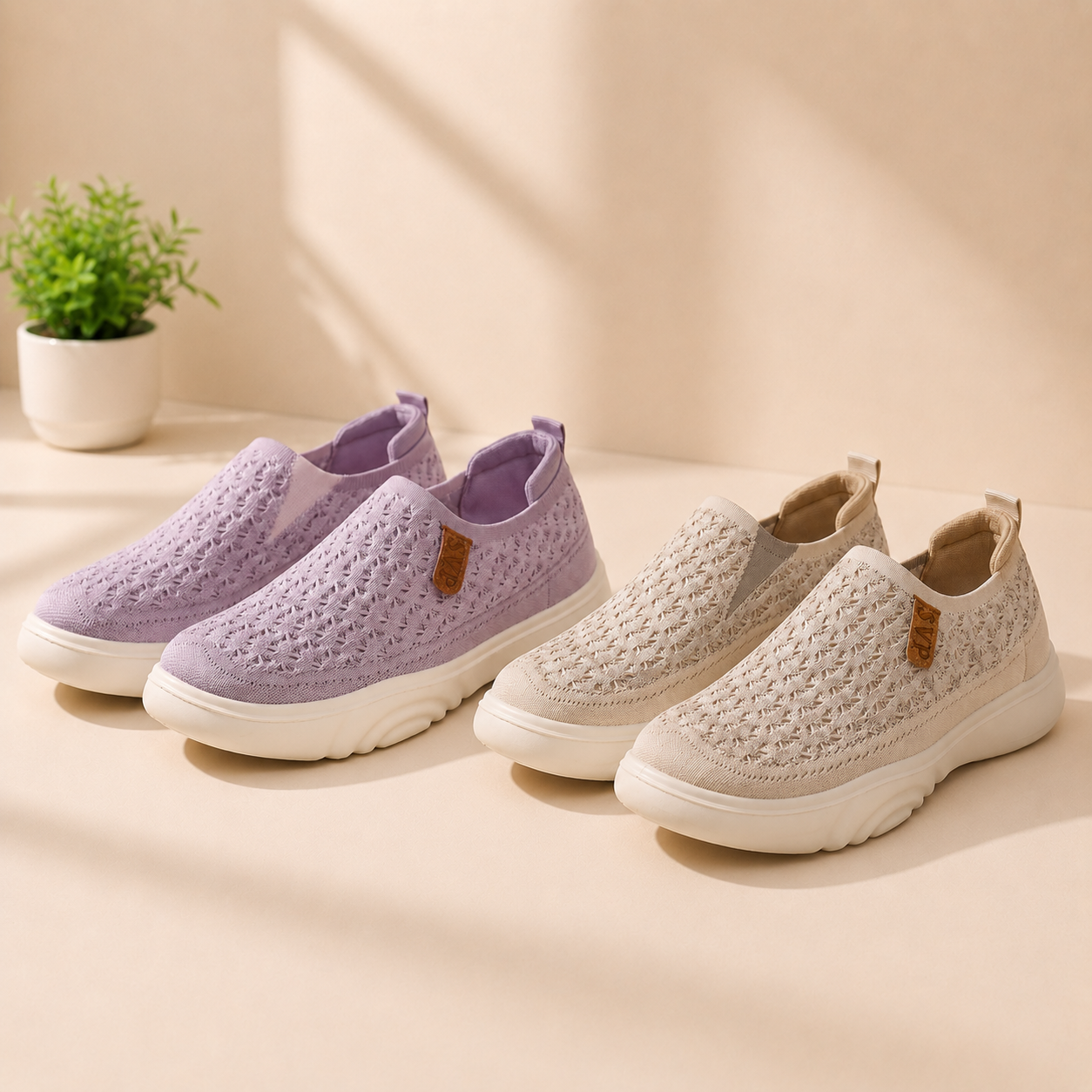 👟Chaussures Slip-On Confort Femme – Maille Respirante & Semelle Souple