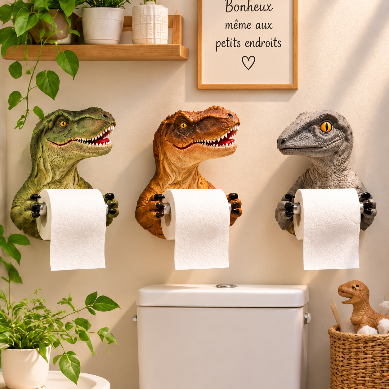 🦖🦖🦖Porte-Papier Toilette Dinosaure 3D – Décoration Originale et Amusante pour Salle de Bain