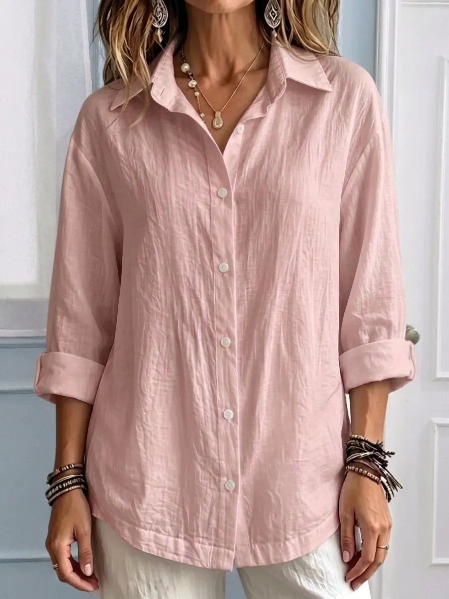 🎁🎁🎁New Arrival🔥 Women's Casual Linen Blend Long Sleeve Button Down Shirt